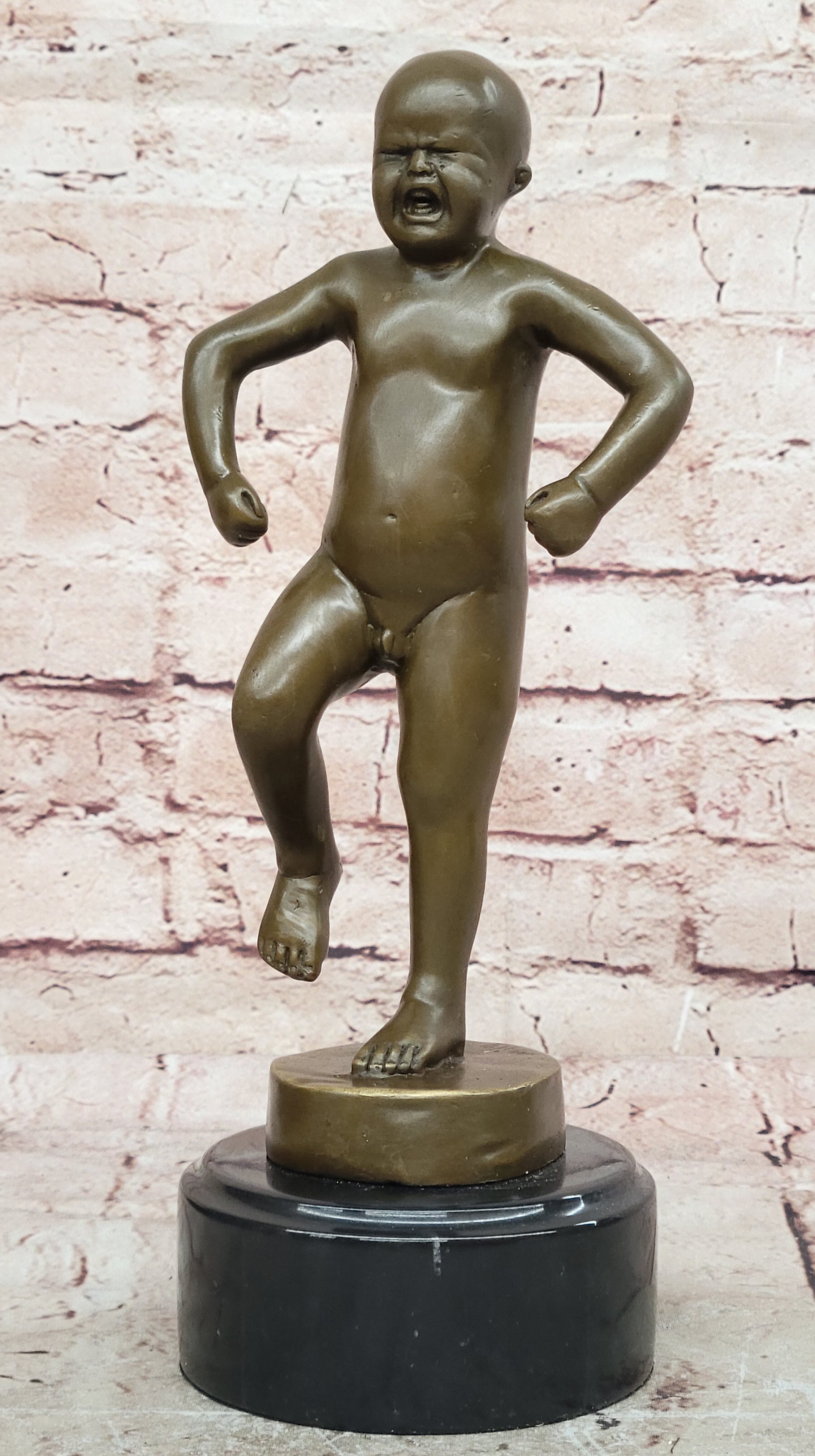 Art Deco Hand Made Baby crying Bronze sculpture by Lost wax Method Statue DEAL