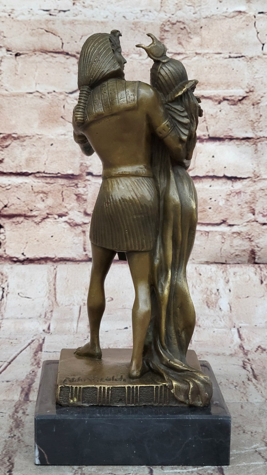 Egyptian Queen Nefertiti & King Bronze Statue – Handmade Feron Egypt Nude Figure Art