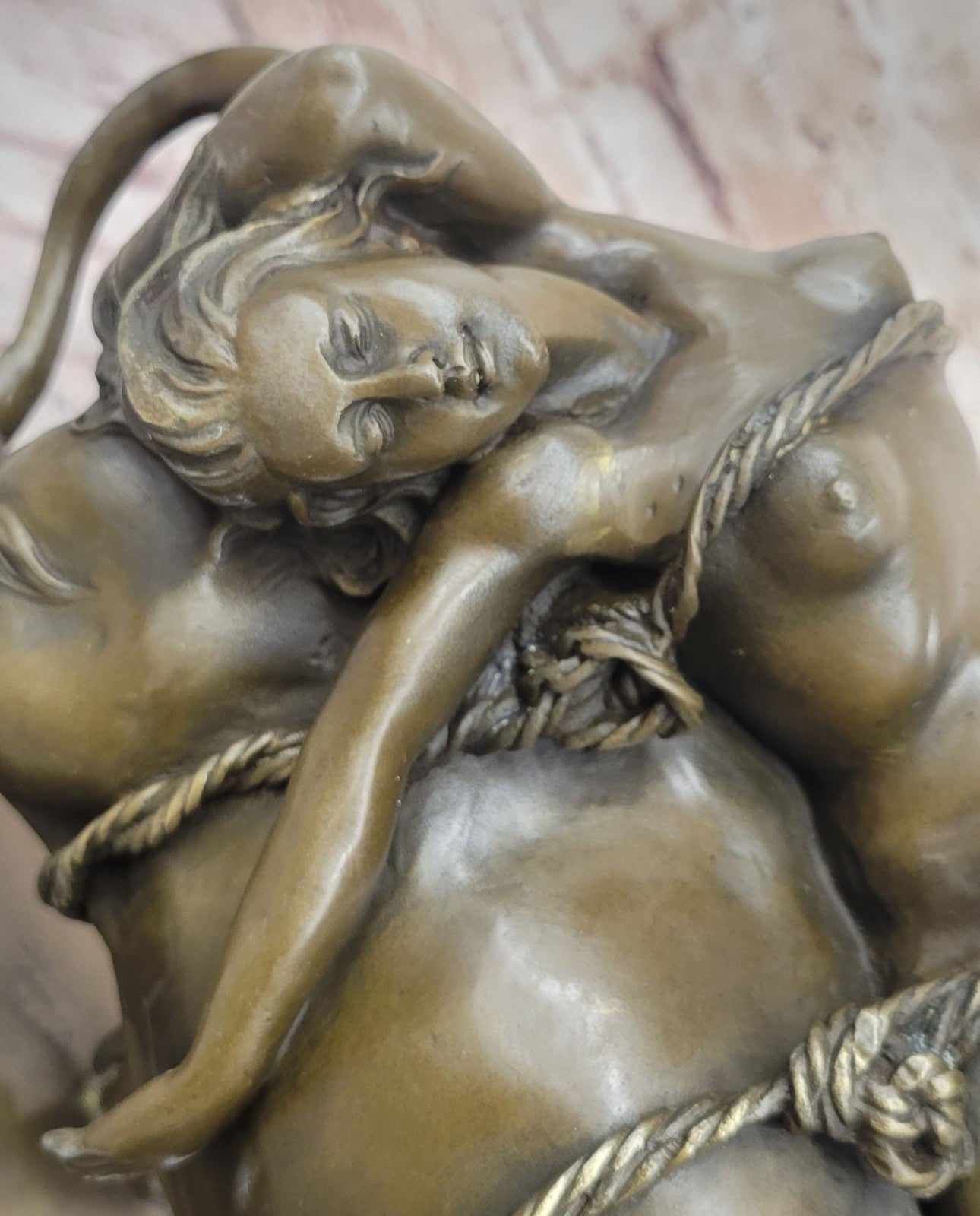 Handcrafted bronze sculpture SALE Bul Wild On Resting Lady Nude Original Signed