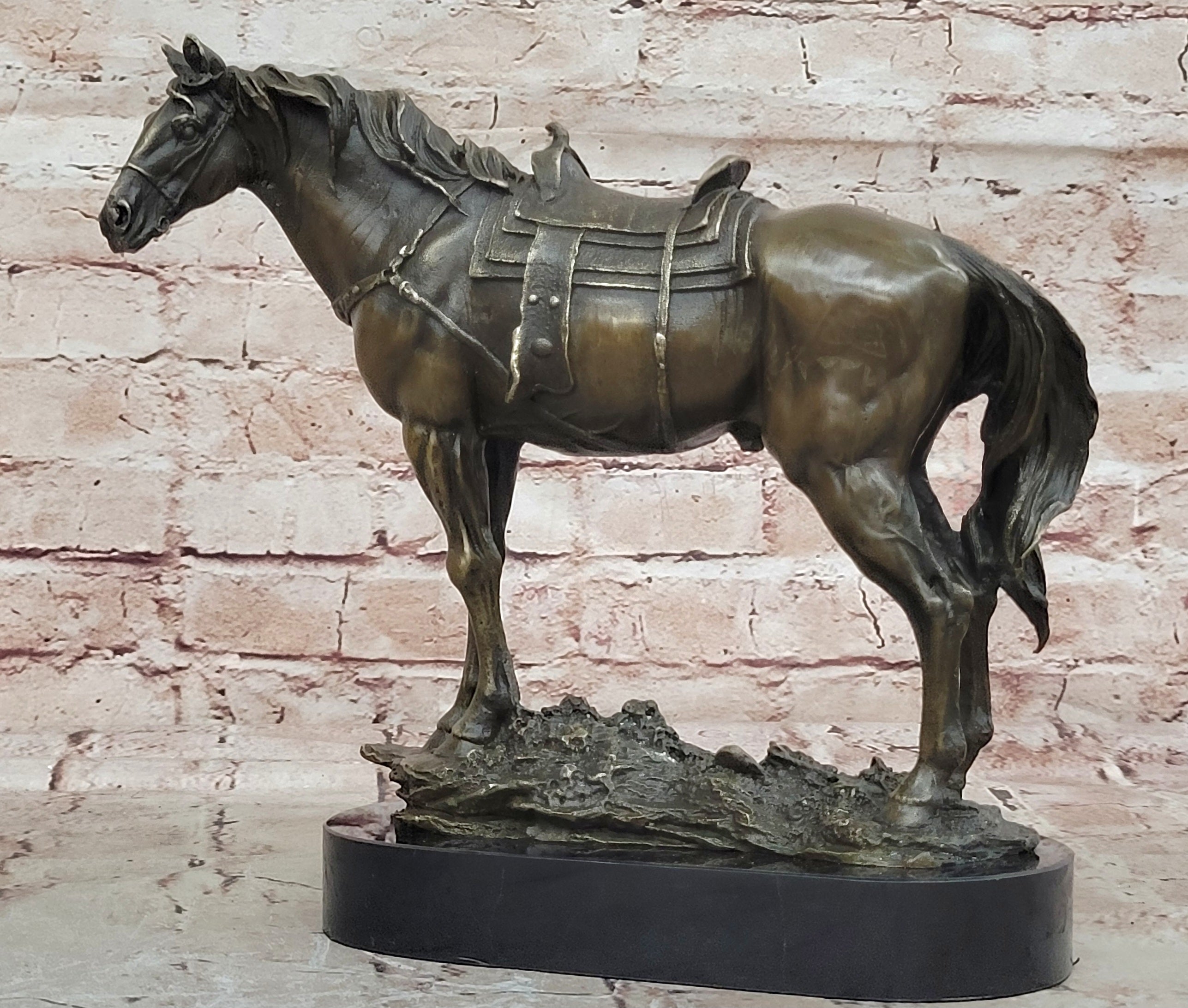 Hand Made Bronze Sculpture Staff Sgt Reckless Horse with saddle Home Decoration