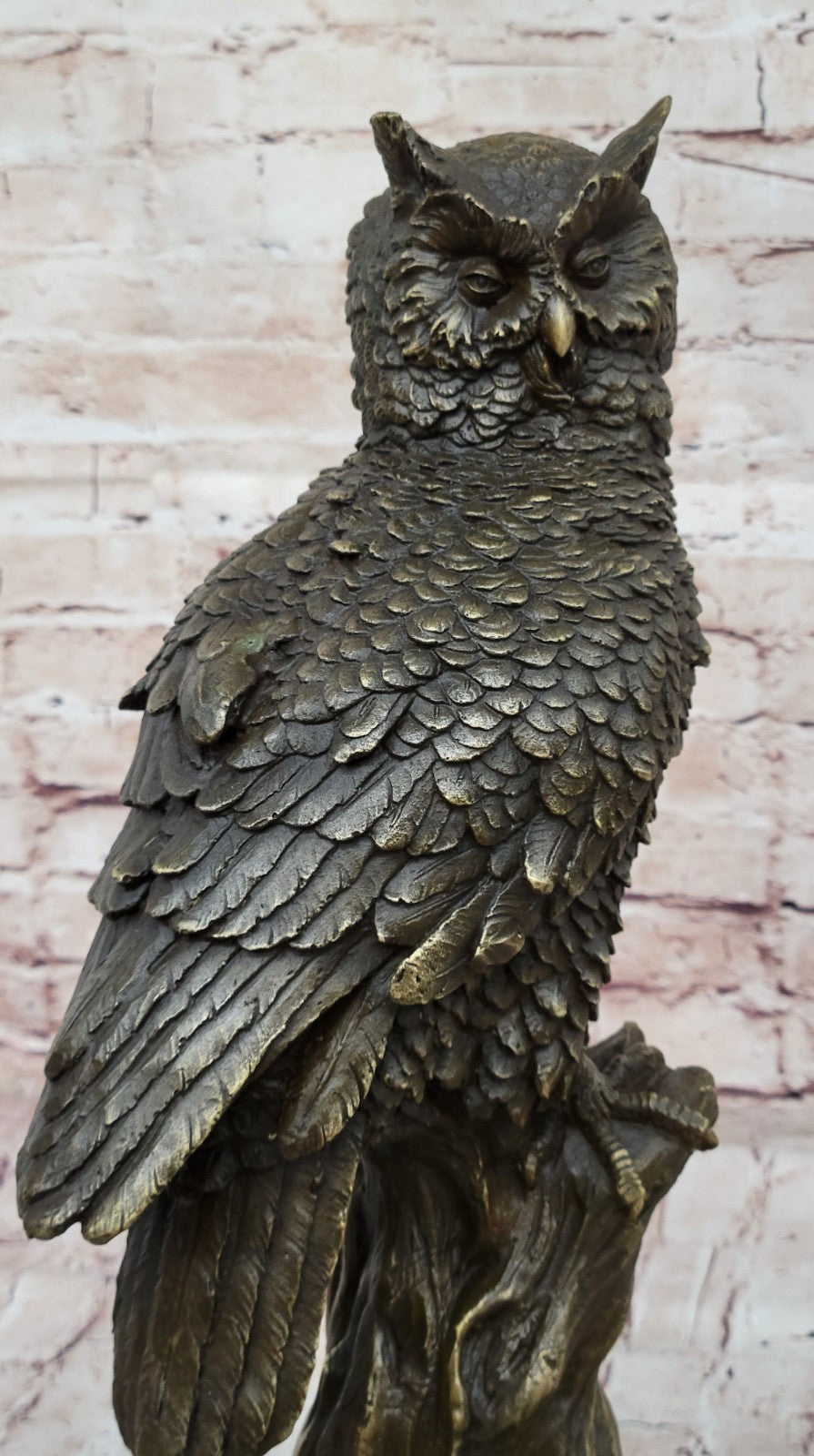 Perched Owl Hot Cast Bronze Signed Original Bronze Art Sculpture Statue Outdoor