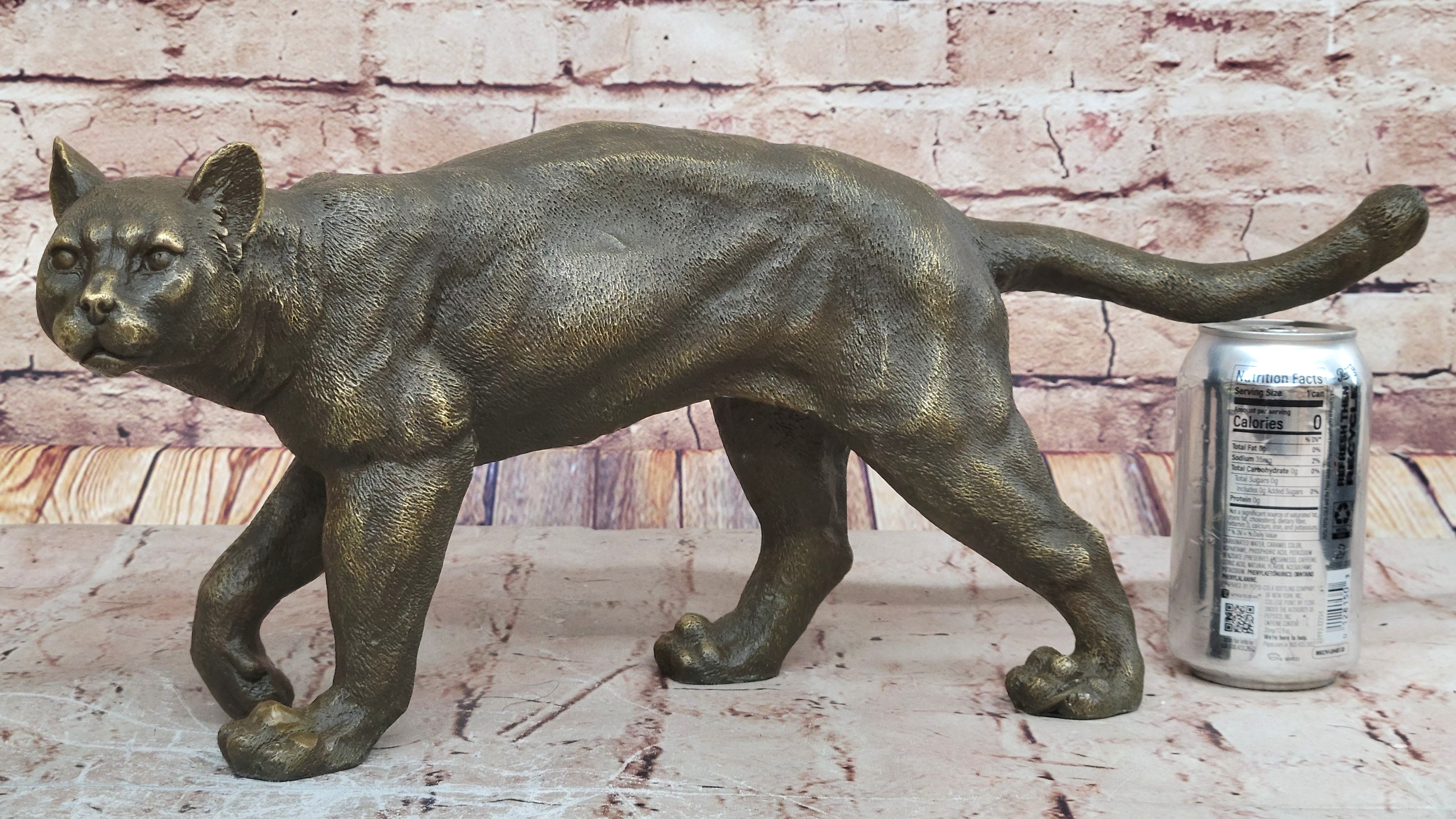 ART DECOR PURE BRONZE CHEETAH STATUE BIG LEOPARD FELINE PANTHER LION JAGUAR