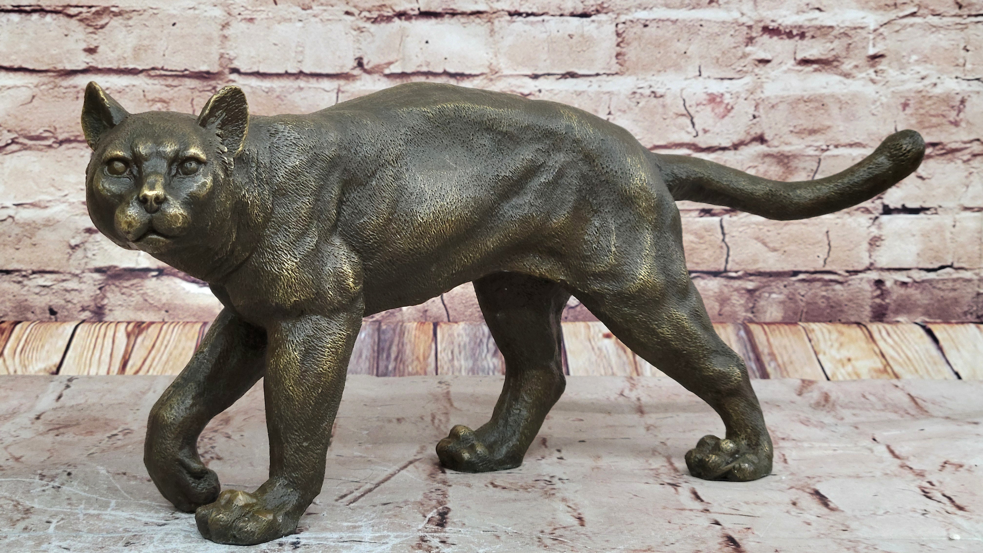 ART DECOR PURE BRONZE CHEETAH STATUE BIG LEOPARD FELINE PANTHER LION JAGUAR