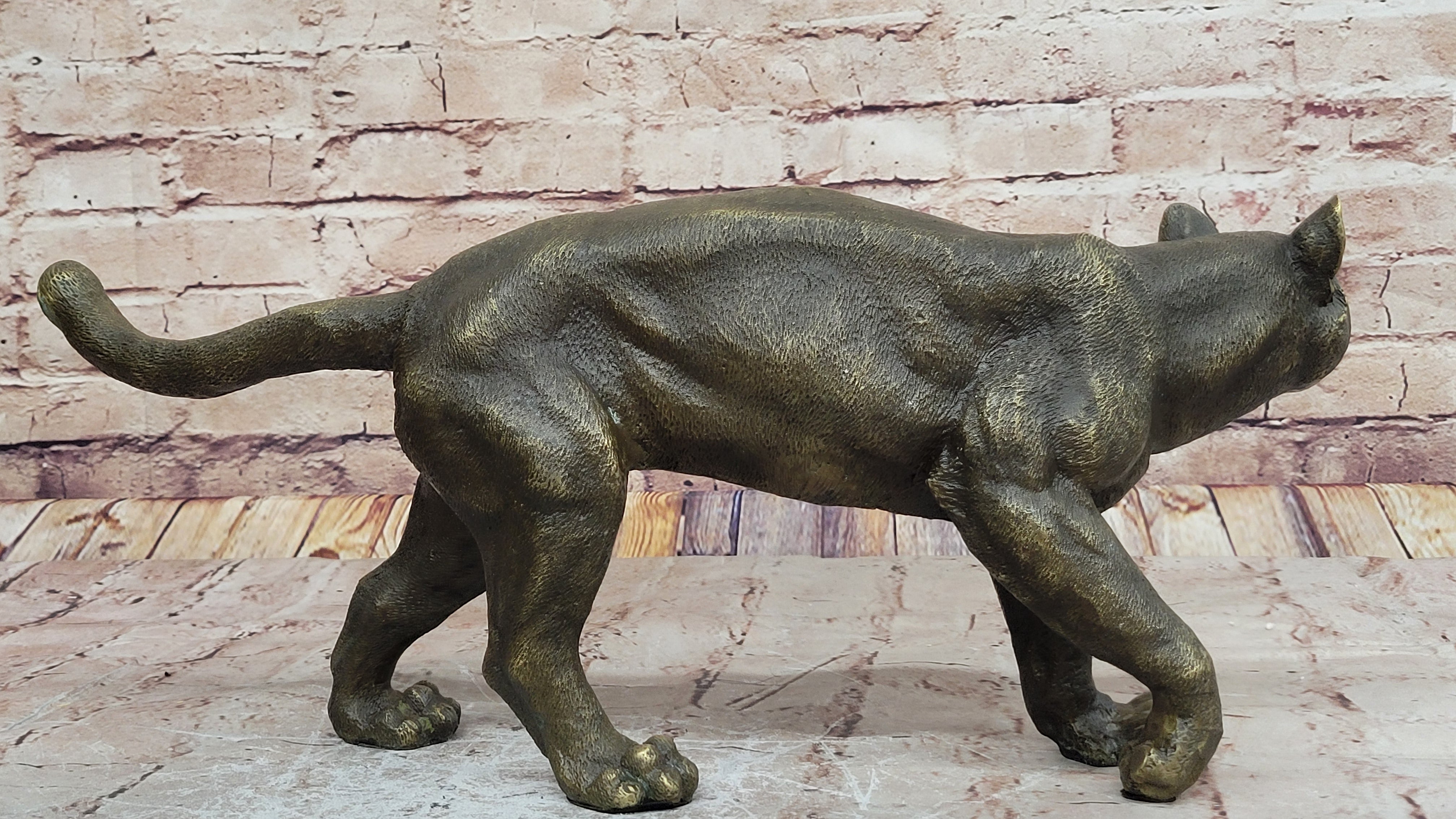 ART DECOR PURE BRONZE CHEETAH STATUE BIG LEOPARD FELINE PANTHER LION JAGUAR