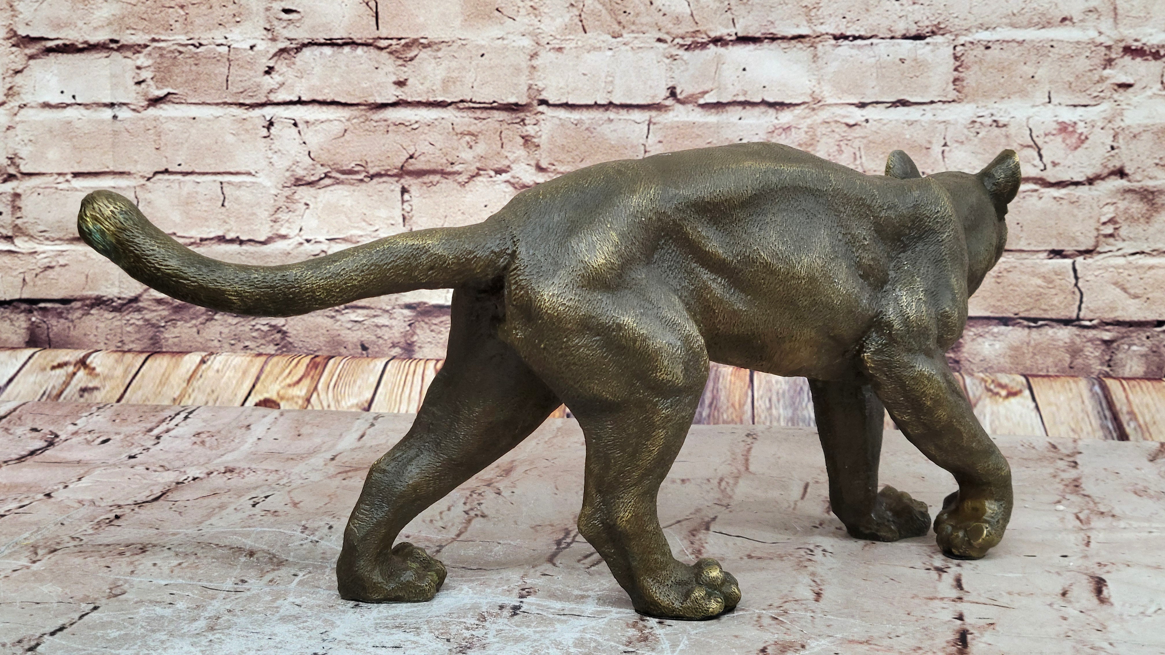ART DECOR PURE BRONZE CHEETAH STATUE BIG LEOPARD FELINE PANTHER LION JAGUAR