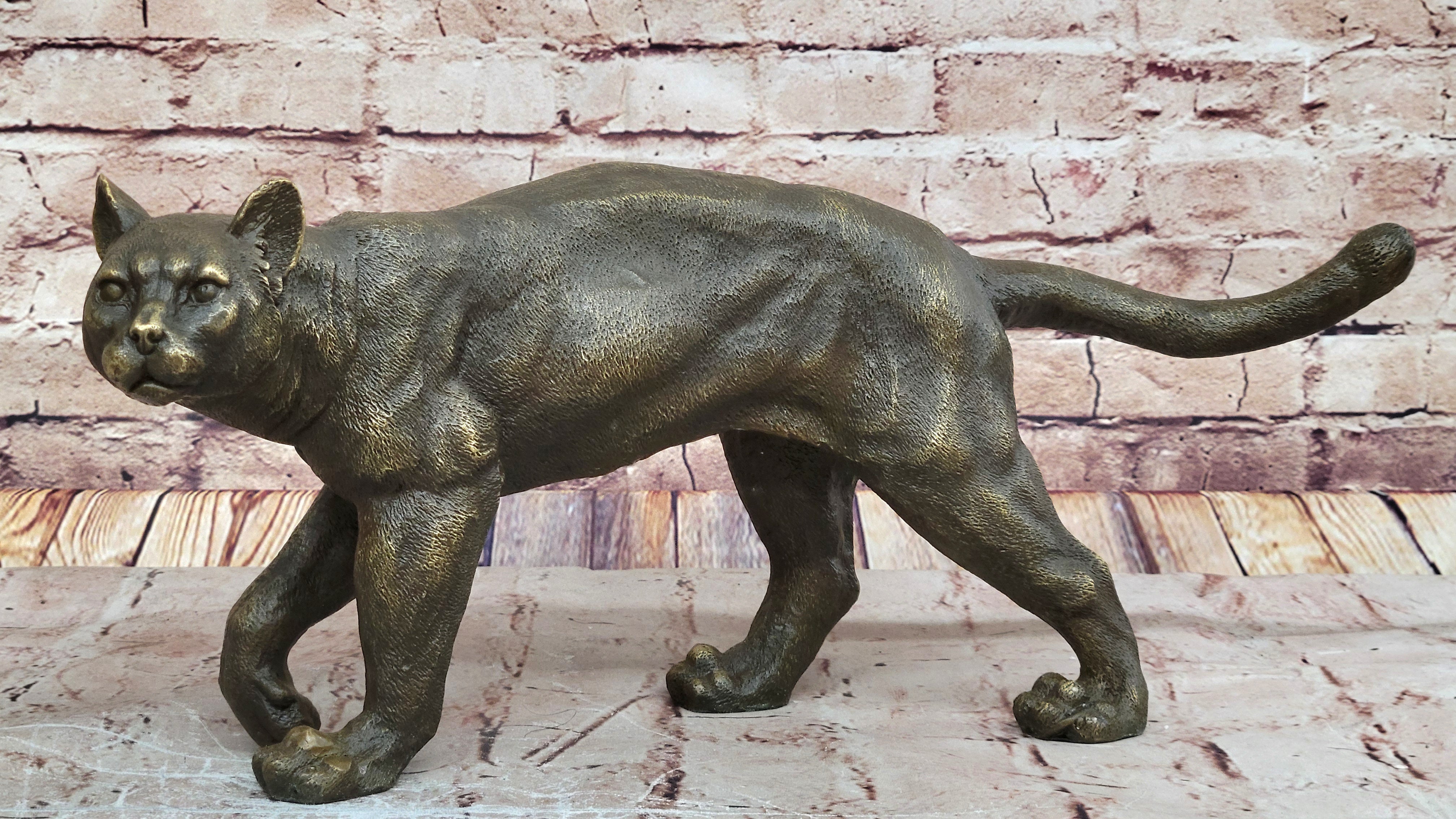 ART DECOR PURE BRONZE CHEETAH STATUE BIG LEOPARD FELINE PANTHER LION JAGUAR