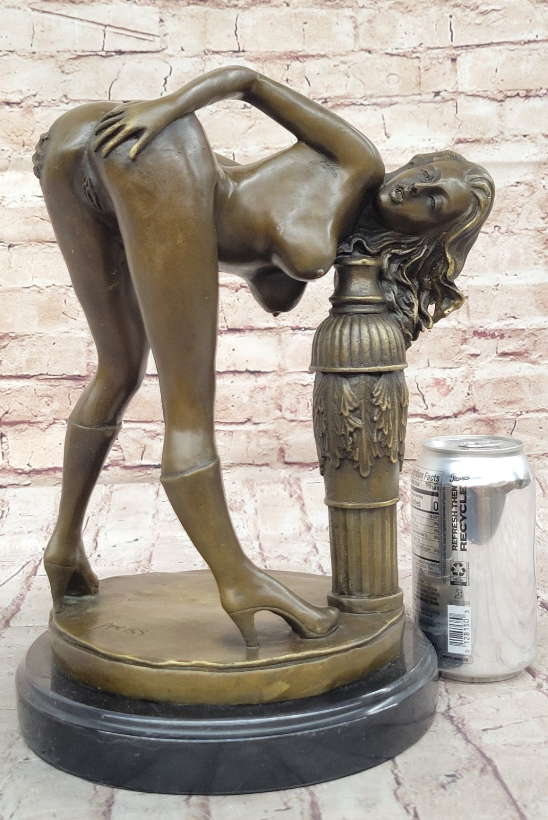 Abstract Modern Art Nude Girl Captive Bronze Sculpture Marble Base Statue Figure