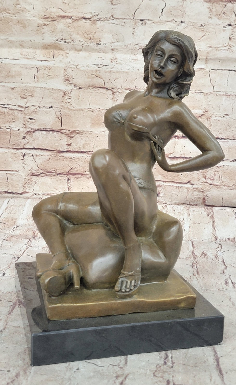 Bronze Hand Made Nude Women Sexual Art Sculpture Figurine with Marble Base Sale
