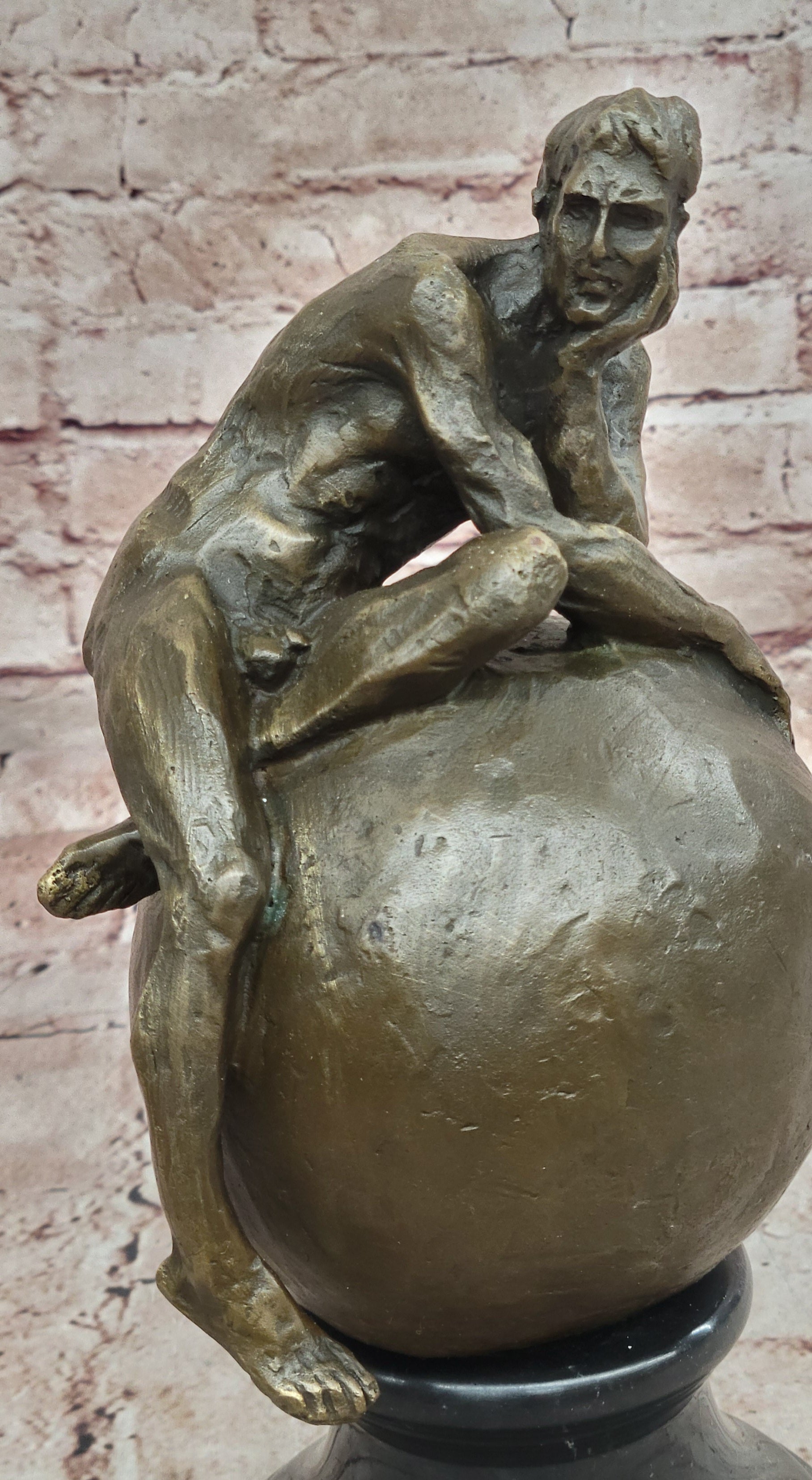 Nude Male Figure Partner Athlete Husband Wedding Gift Bronze Art Marble Statue