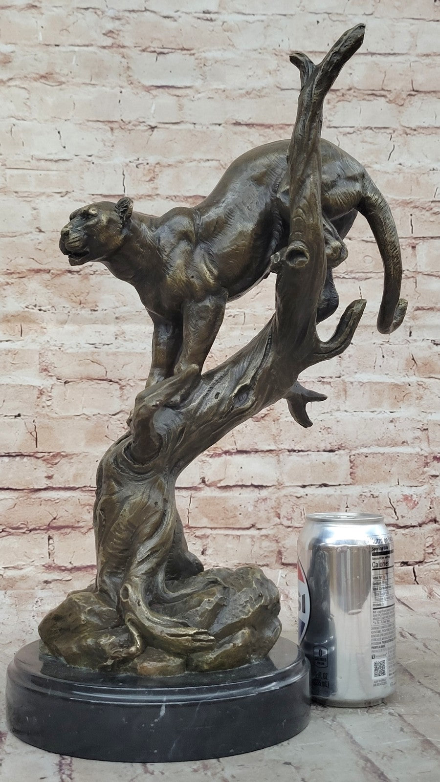 LARGE BRONZE SCULPTURE LION PANTHER TIGER PUMA COUGAR BIG CAT STATUE AFRICAN ART