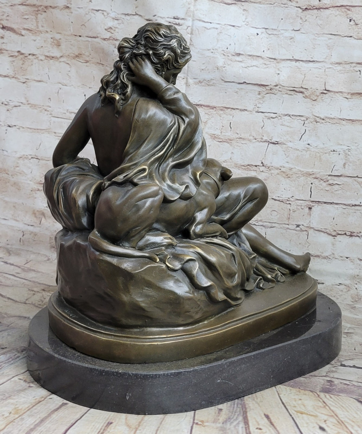 Fabulous Bronze Statue Sculpture Nude Woman Lady Dog Figurine Art Deco Interior