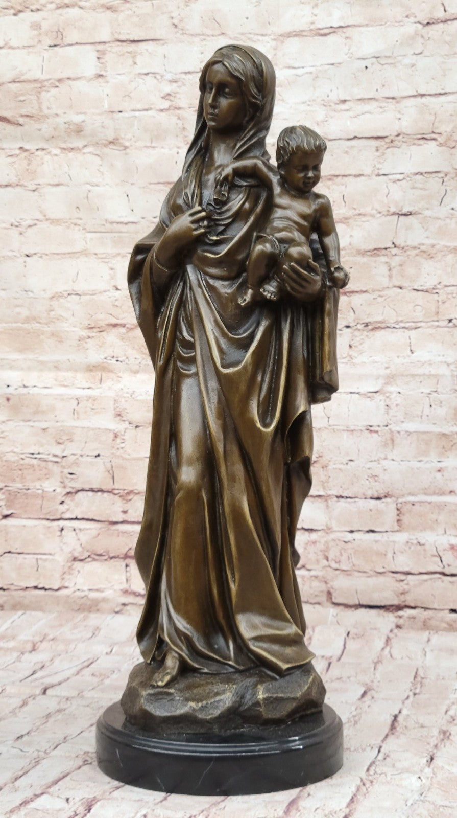 Mother Madonna With Baby Jesus Art Bronze Sculpture Statue Figurine Figure Sale
