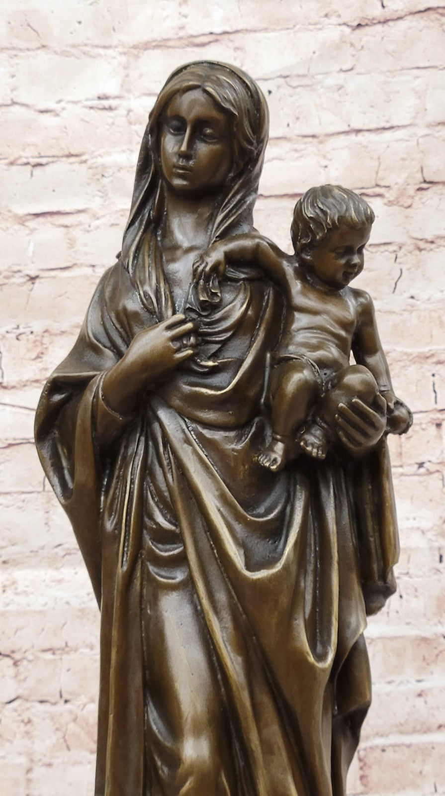 Mother Madonna With Baby Jesus Art Bronze Sculpture Statue Figurine Figure Sale