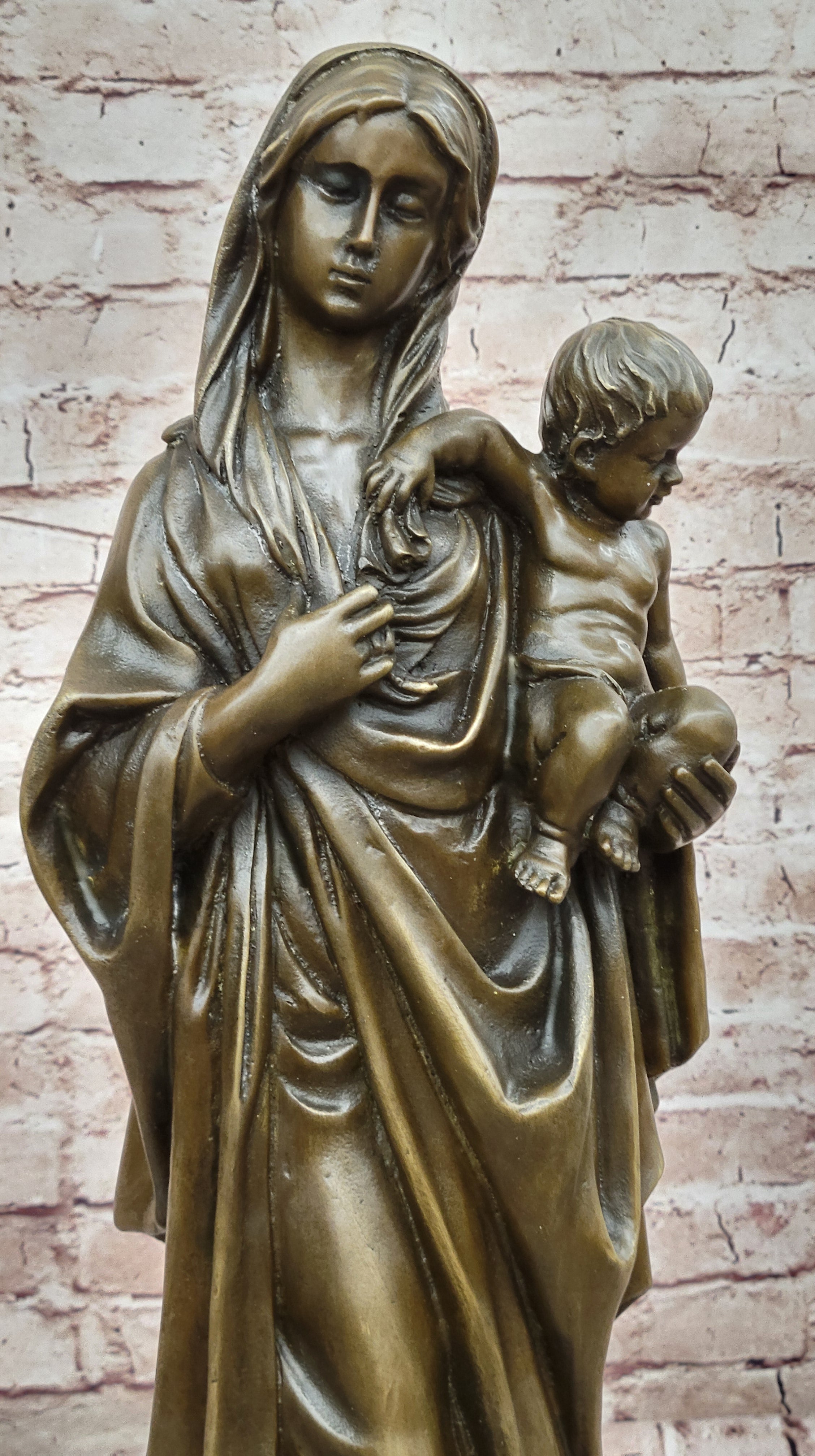 Mother Madonna With Baby Jesus Art Bronze Sculpture Statue Figurine Figure Sale