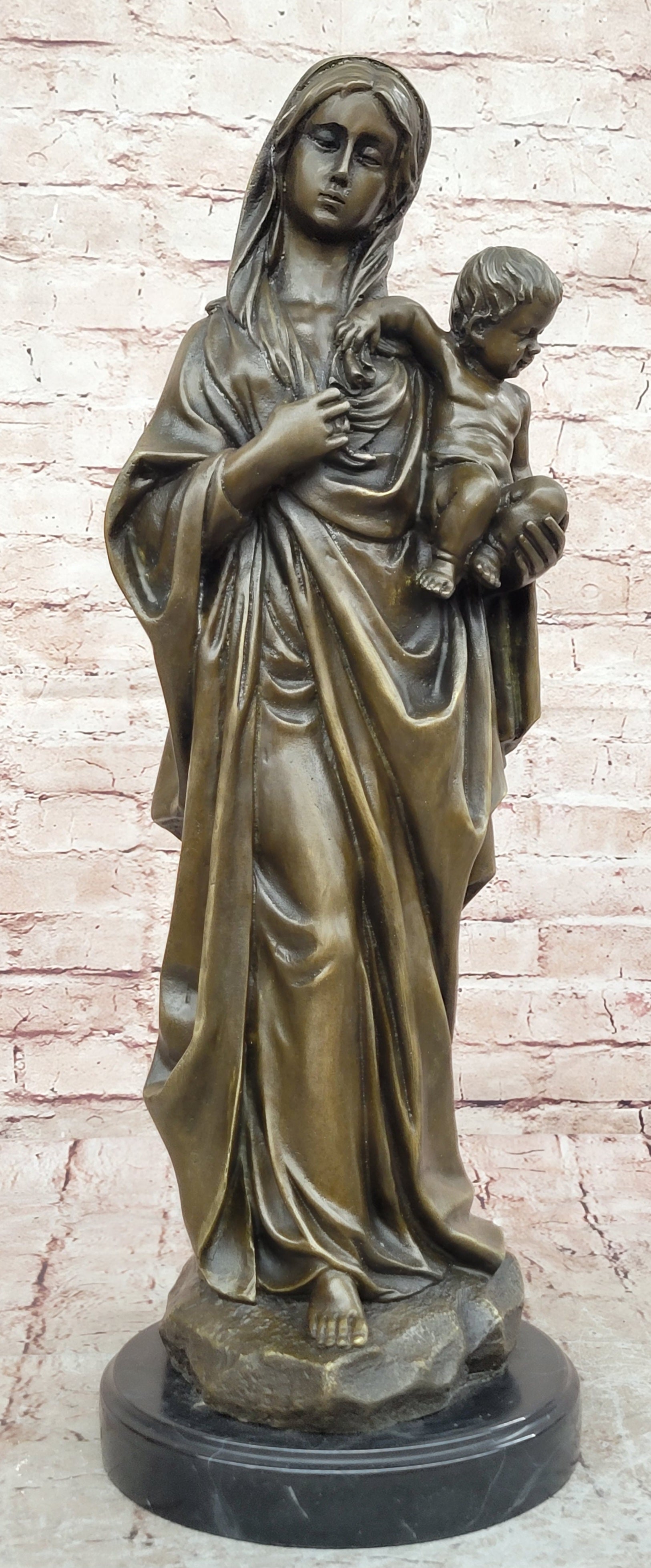 Mother Madonna With Baby Jesus Art Bronze Sculpture Statue Figurine Figure Sale