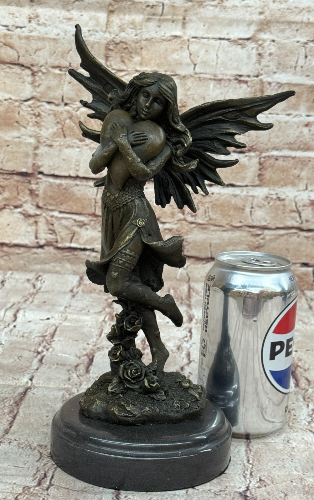 Handcrafted bronze sculpture SALE Heart Giant Clutches Fairy Young Aldo Vitaleh