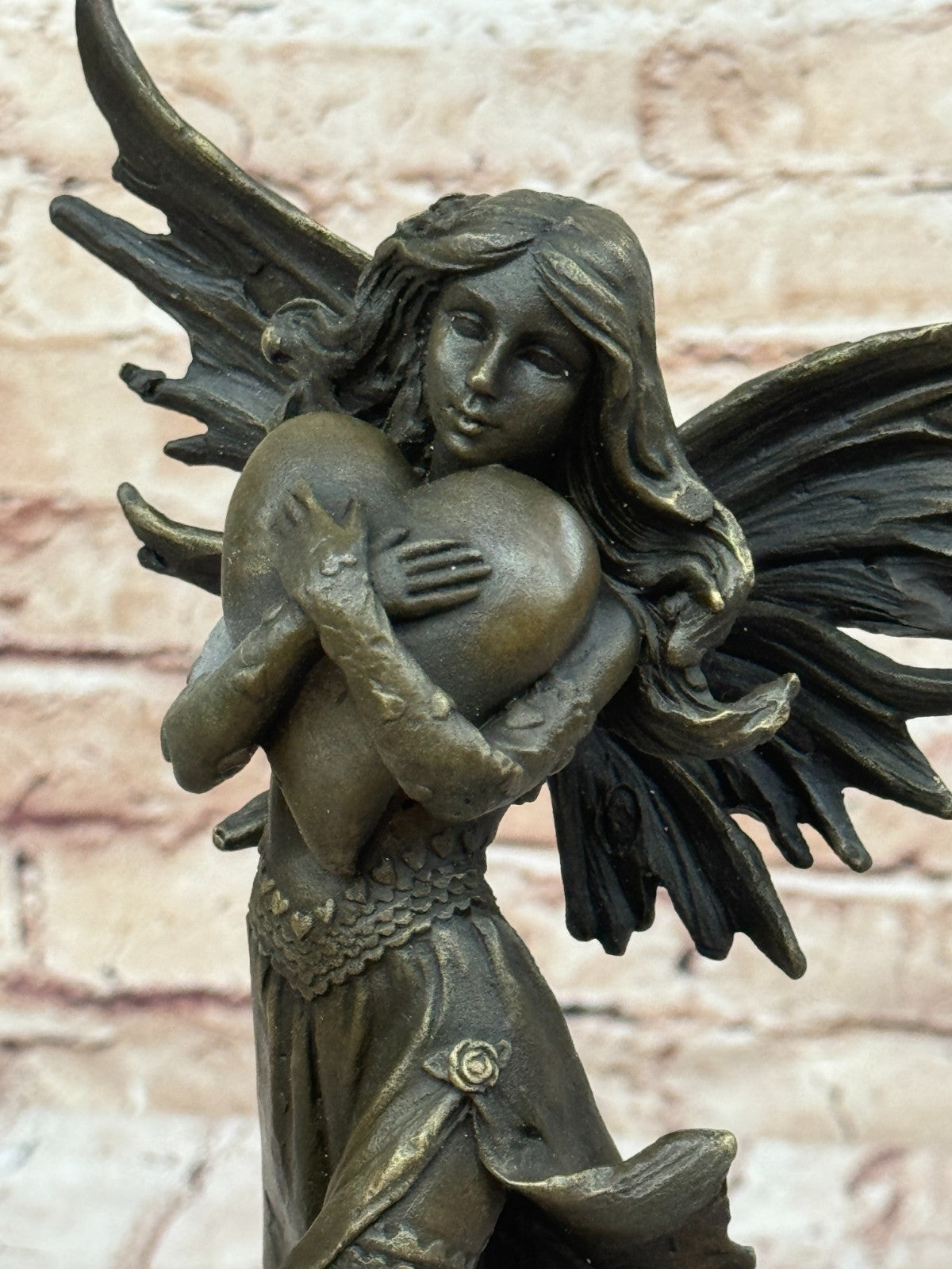Handcrafted bronze sculpture SALE Heart Giant Clutches Fairy Young Aldo Vitaleh