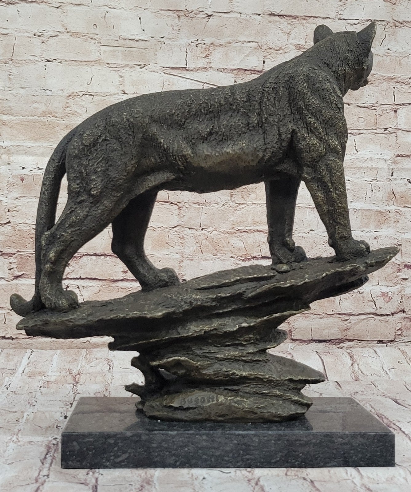Jaguar Panther Leopard Cougar Big Cat Collector Artwork Bronze Statue Bugatti