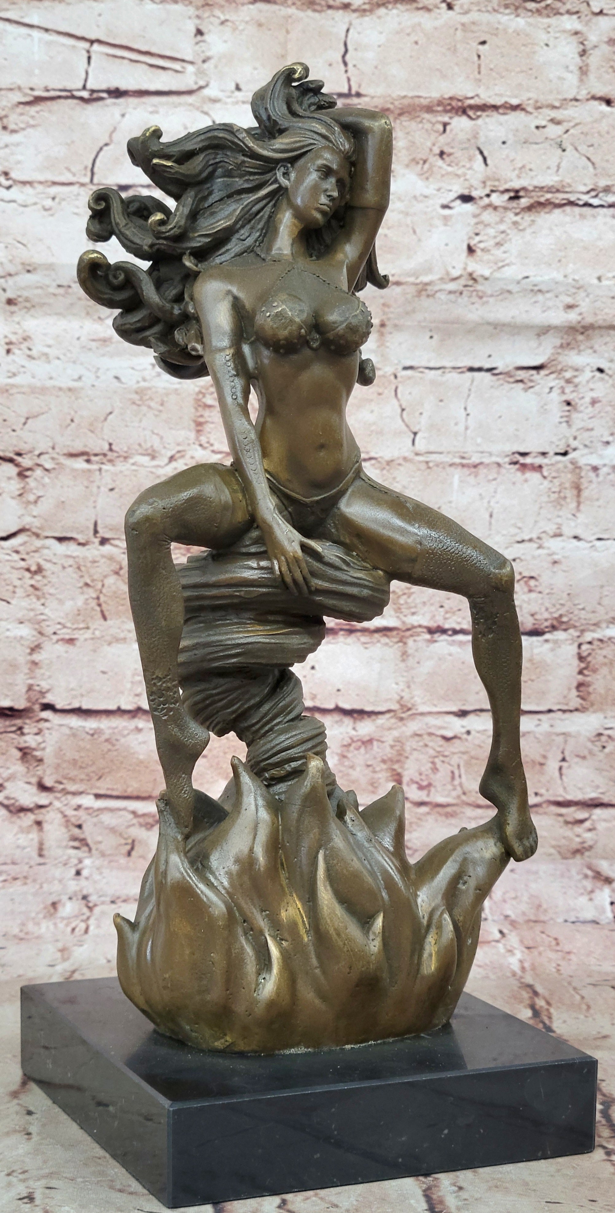 MEDUSA Mythical Snake Lady Style Nude Female Sculpture Naked Statue Bronze Decor