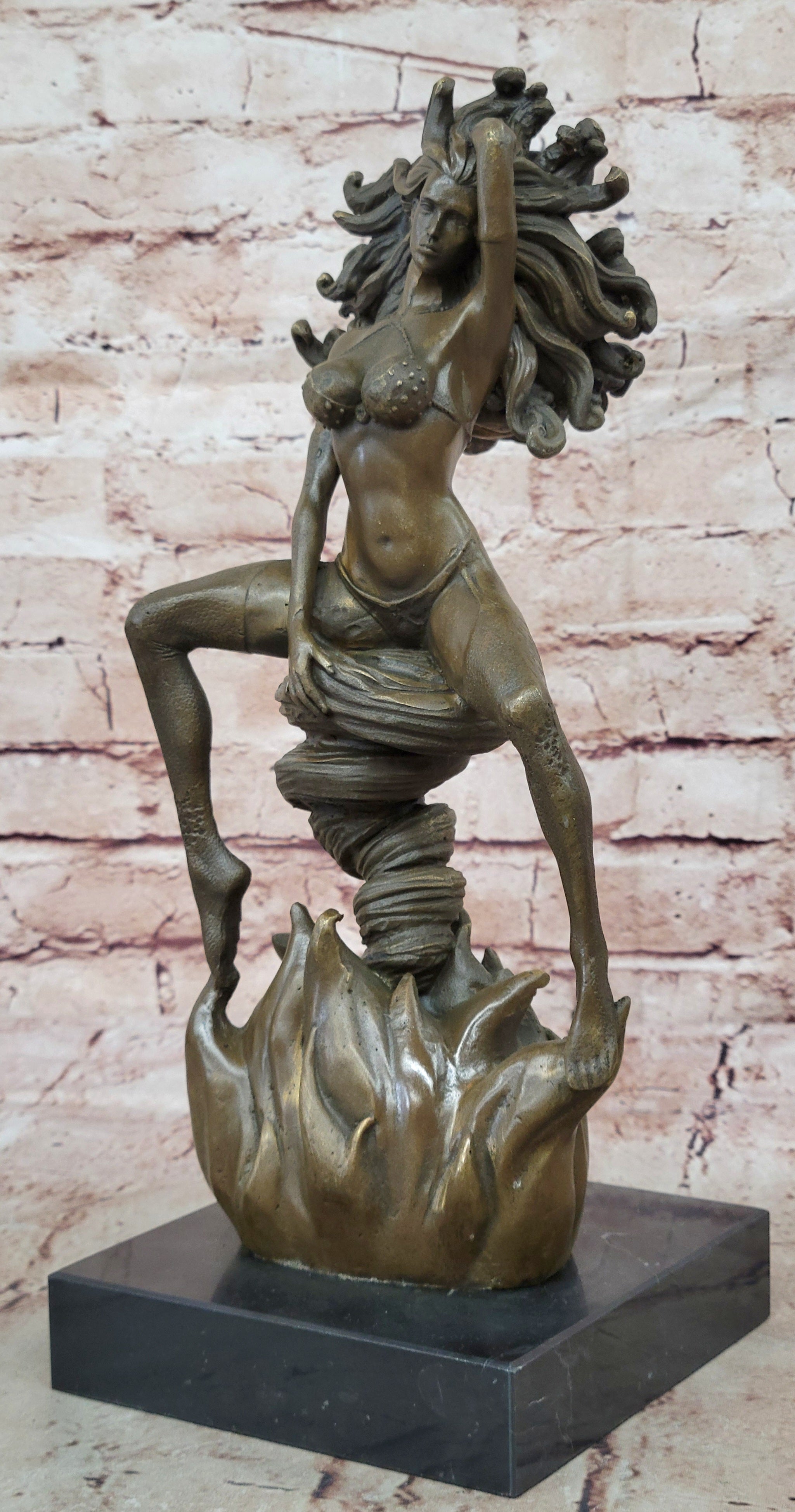 MEDUSA Mythical Snake Lady Style Nude Female Sculpture Naked Statue Bronze Decor