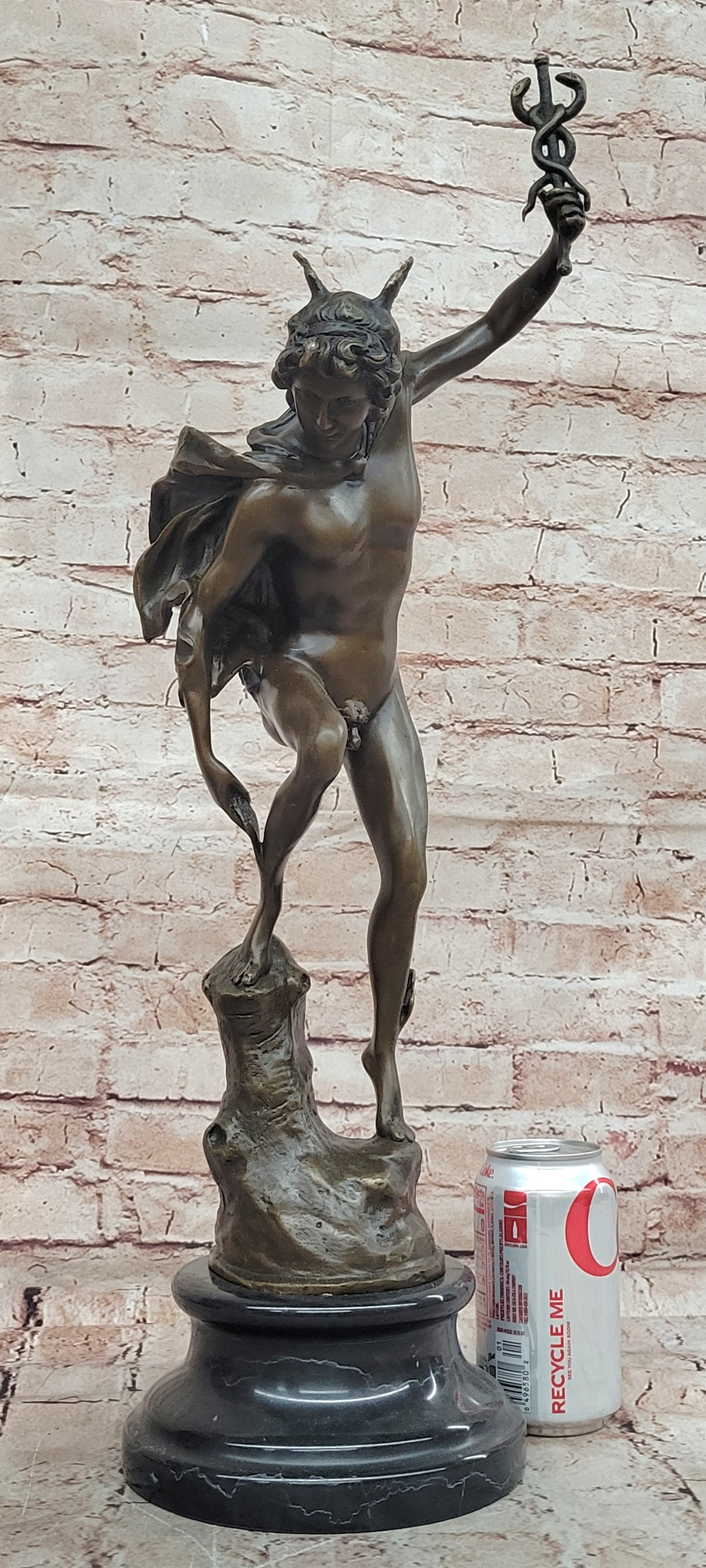 Statue Sculpture Mercury Art Deco Style Art Nouveau Style Bronze Signed Figurine