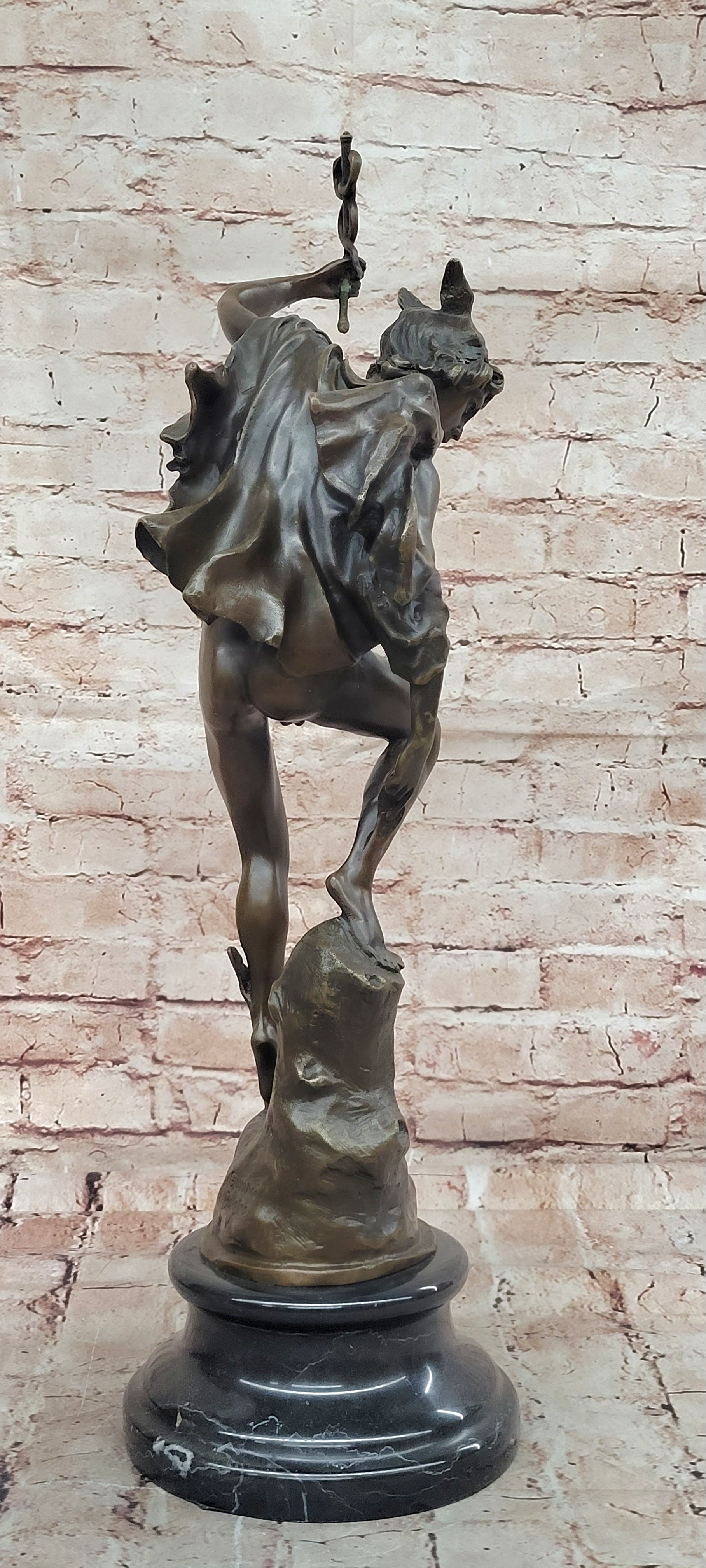 Statue Sculpture Mercury Art Deco Style Art Nouveau Style Bronze Signed Figurine