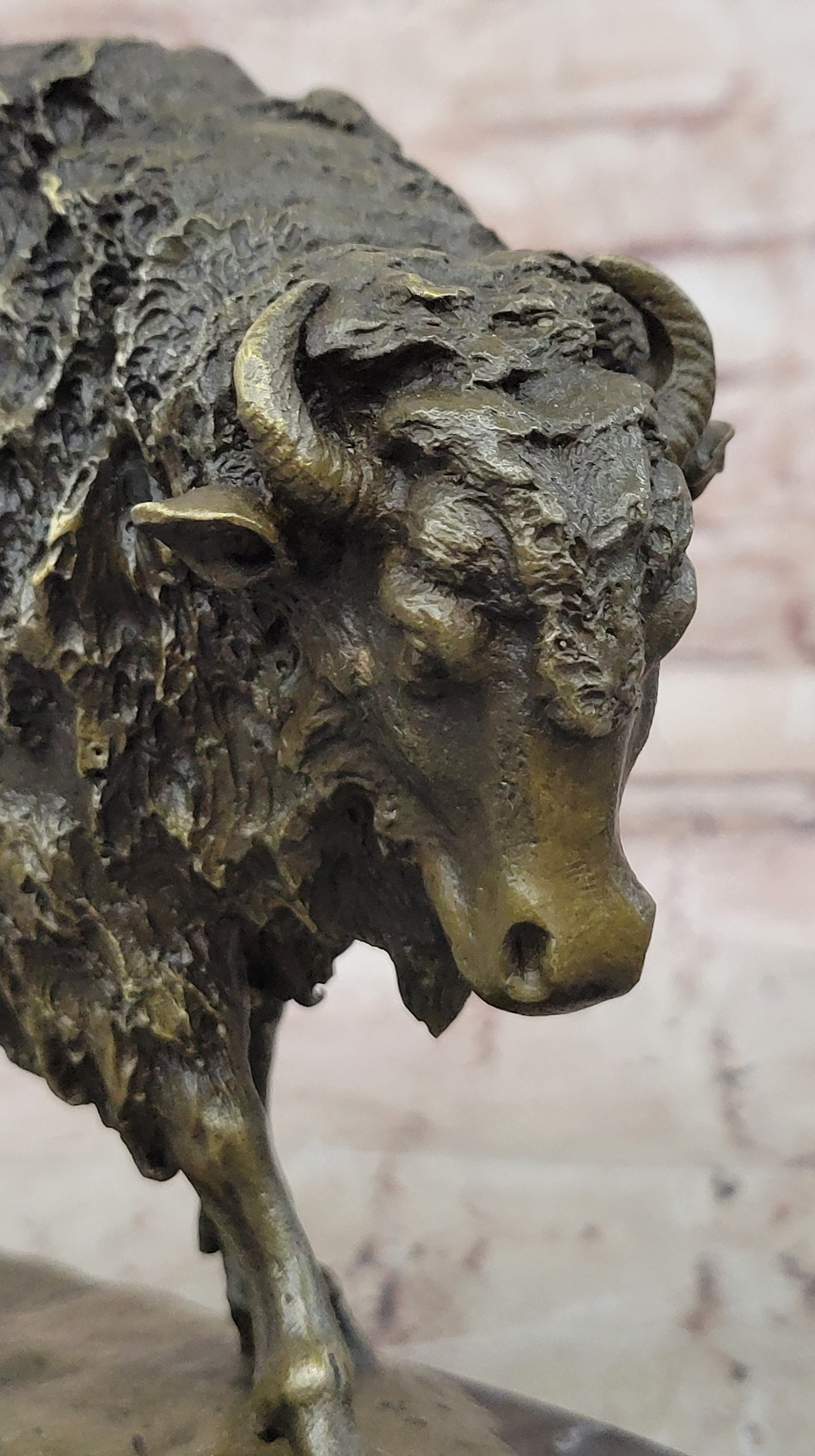 Handcrafted bronze sculpture SALE Marble Artwork Western Bison Buffalo American