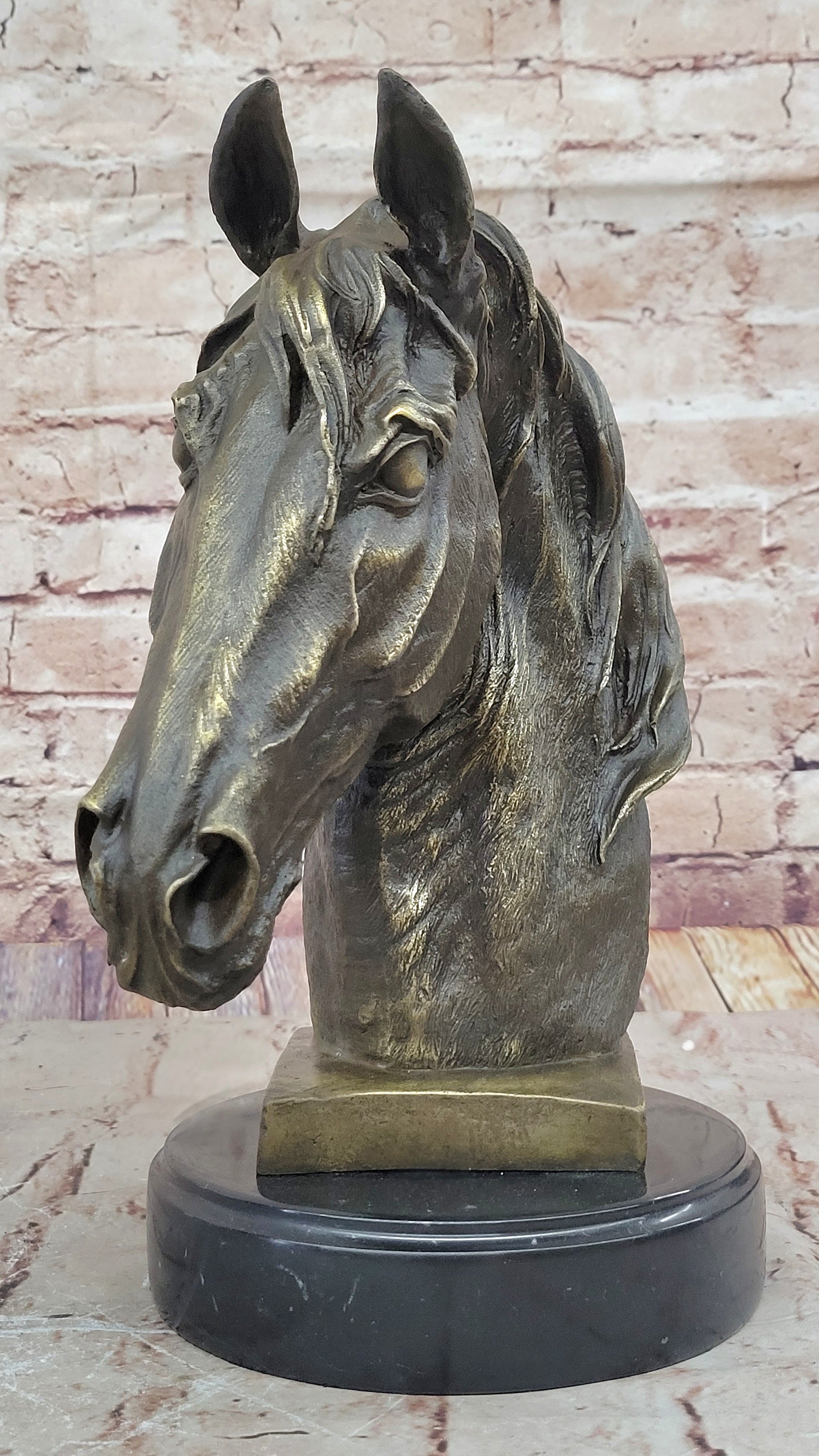 Handcrafted bronze sculpture SALE Head Horse Bust Unique Barye Signed Figurine