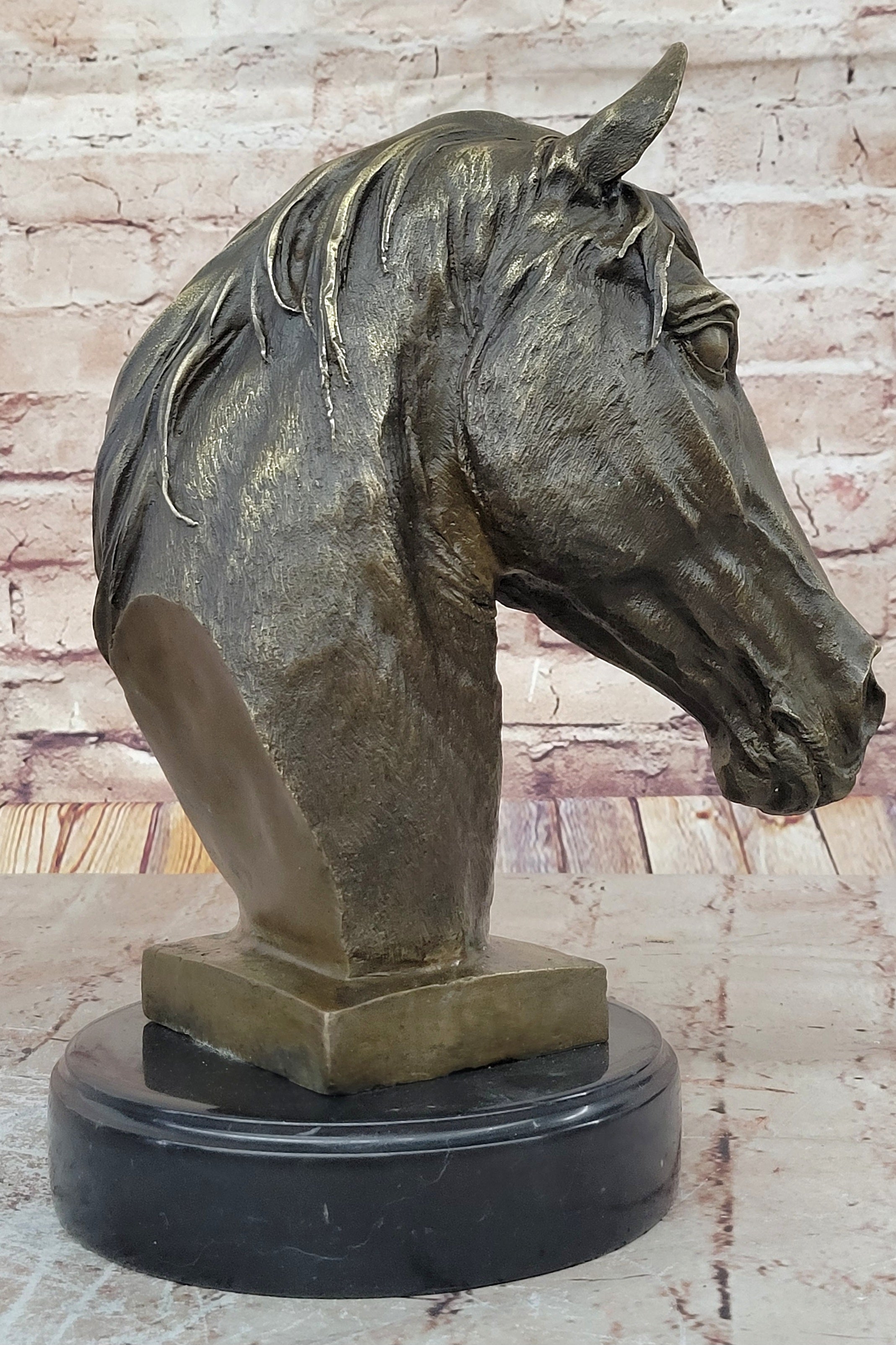 Handcrafted bronze sculpture SALE Head Horse Bust Unique Barye Signed Figurine