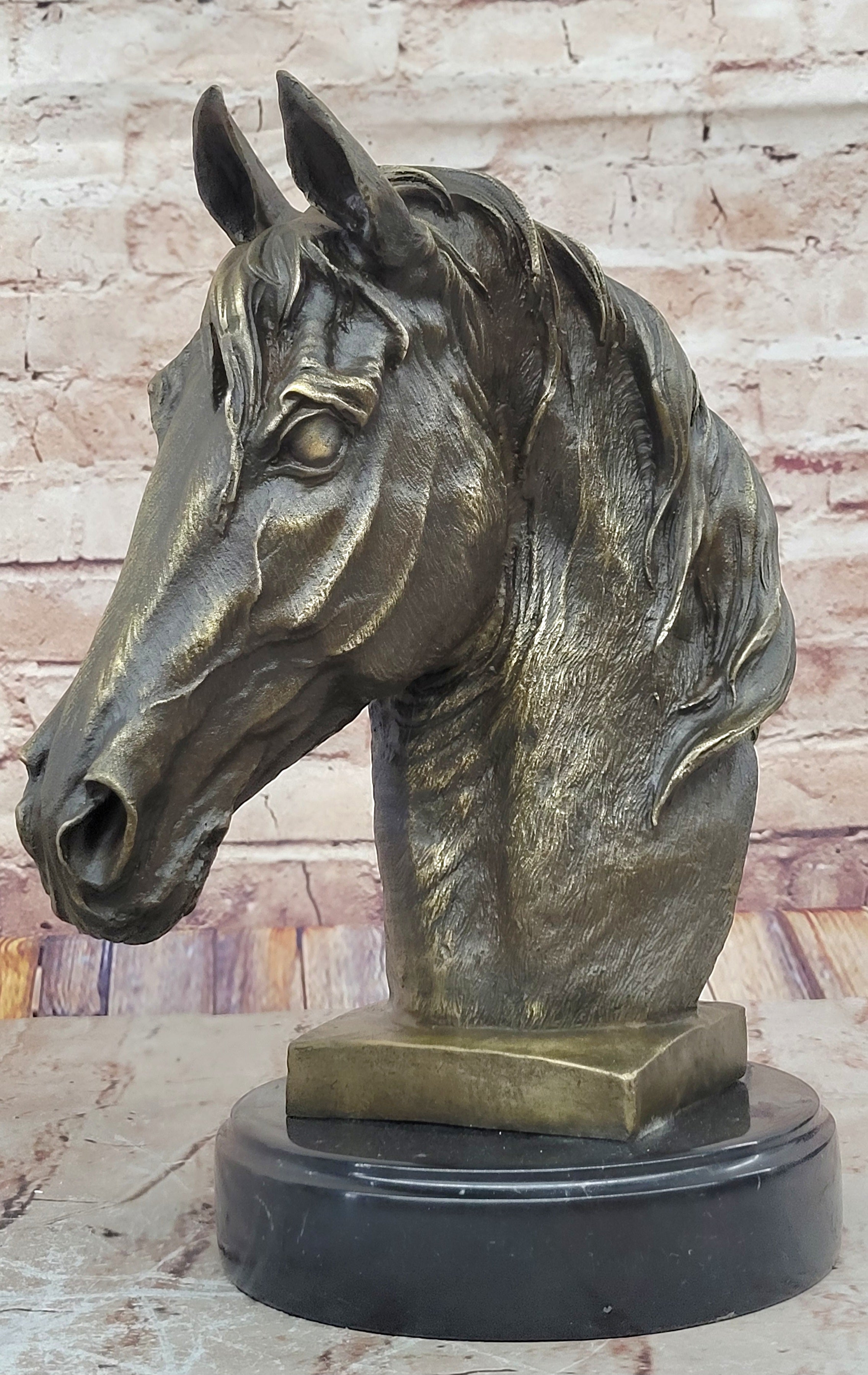 Handcrafted bronze sculpture SALE Head Horse Bust Unique Barye Signed Figurine