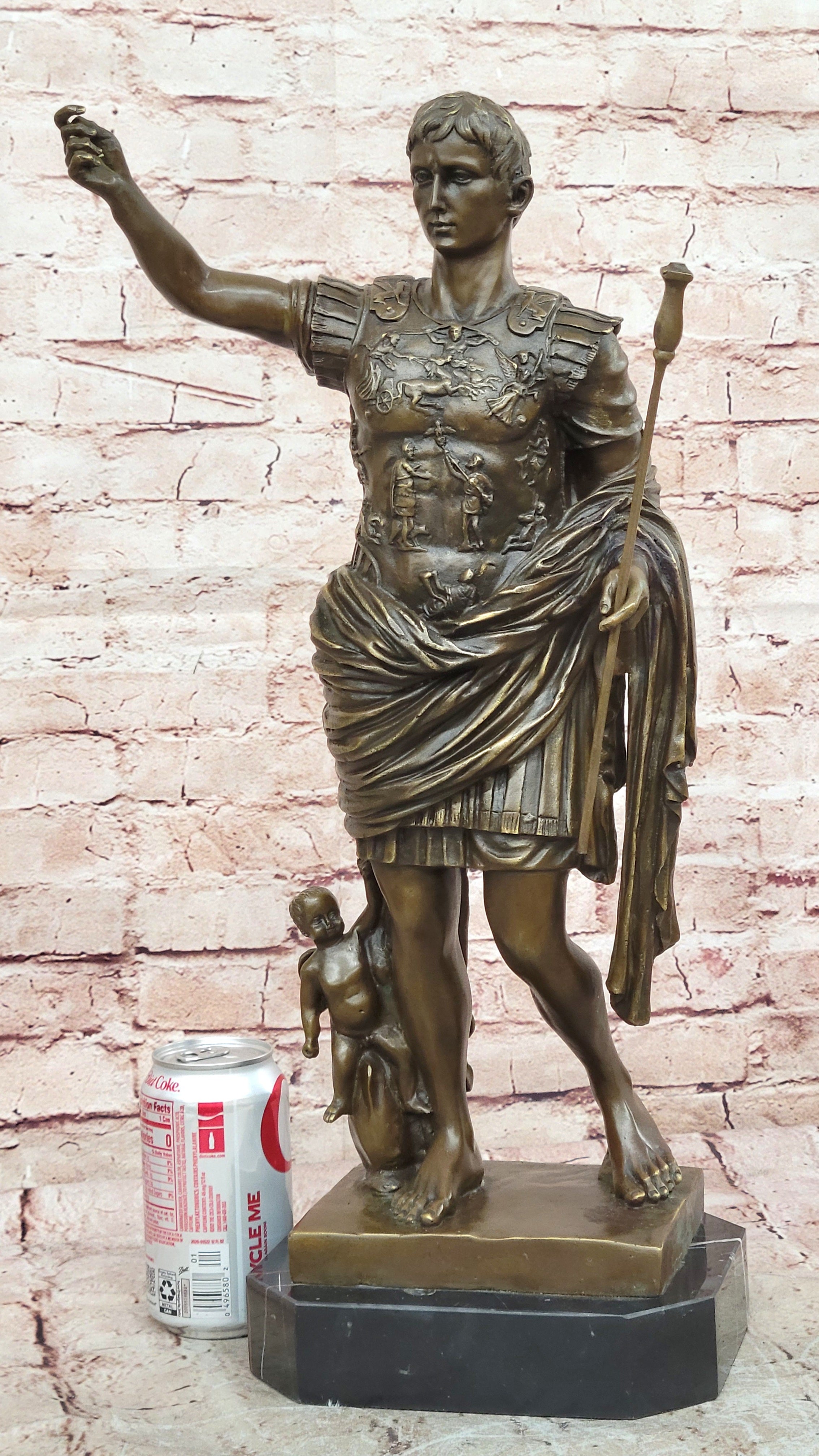 Hot Cast Large Emperor Julius Caesar Bronze Sculpture Marble Base Figurine SALE