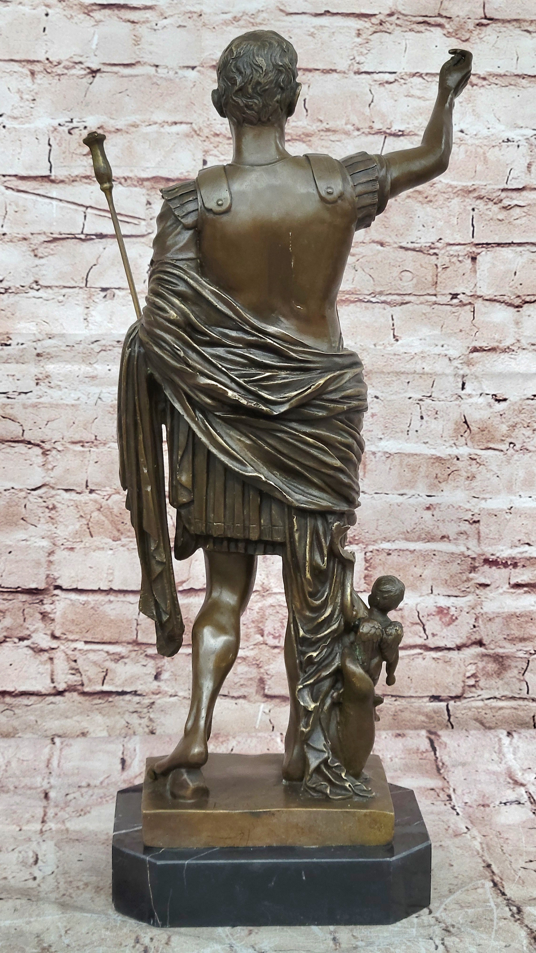 Hot Cast Large Emperor Julius Caesar Bronze Sculpture Marble Base Figurine SALE
