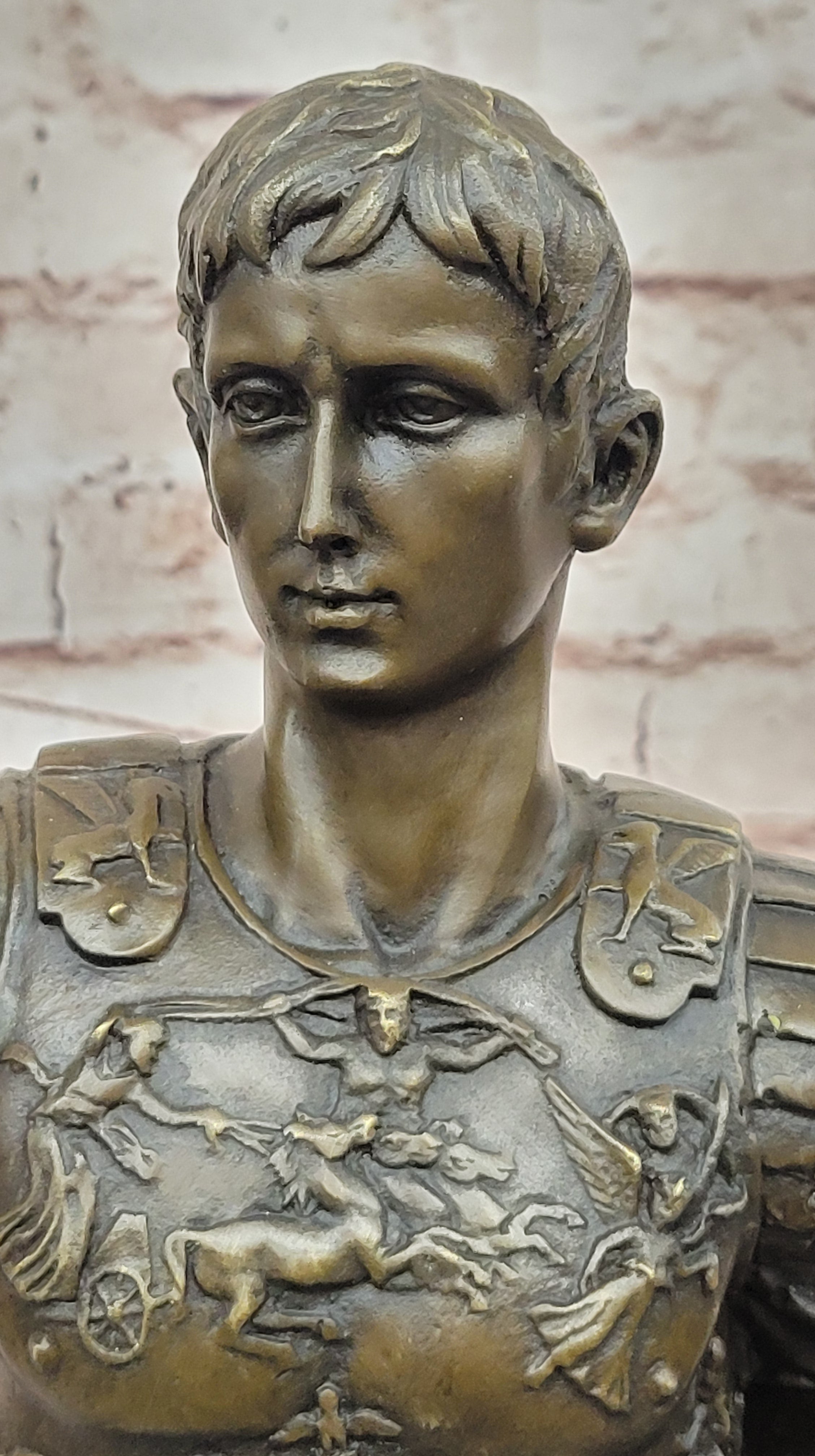 Hot Cast Large Emperor Julius Caesar Bronze Sculpture Marble Base Figurine SALE