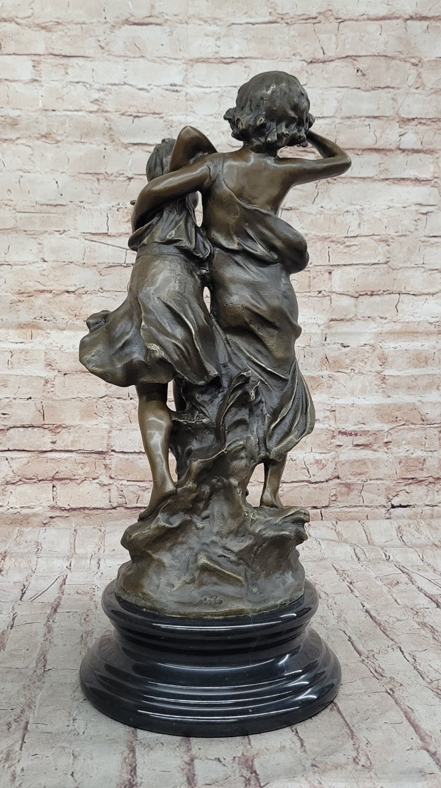 family ties, young, boy, girl, sister, brother, family, art deco statue figurine