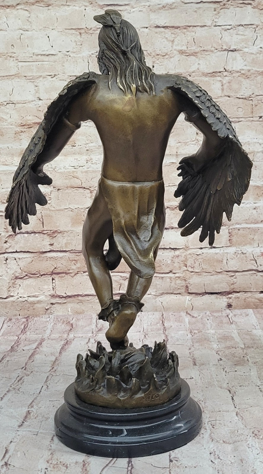 Handcrafted bronze sculpture SALE Art Warrior Indian American Milo Signed Figure