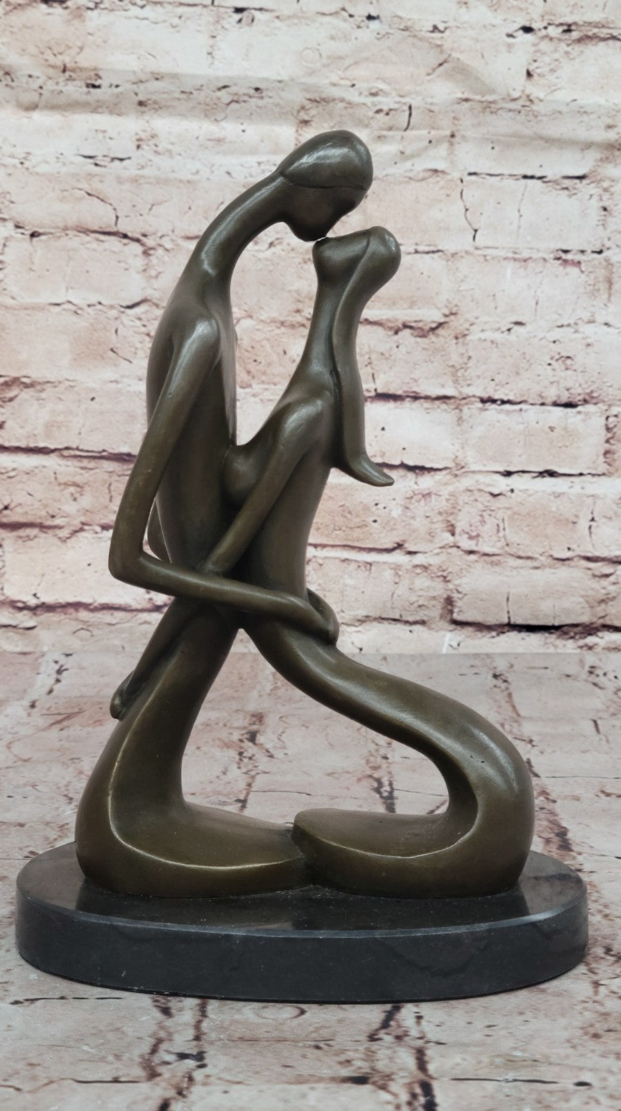 100% Real Bronze Sculpture Nude Lovers Couple Erotic Sexy Art Deco Abstract SALE