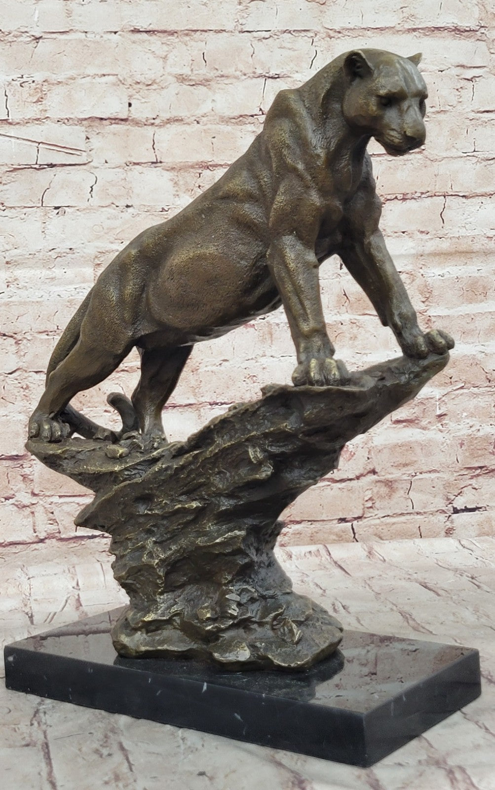 Jaguar Panther Leopard Cougar Big Cat Collector Artwork Bronze Marble Statue