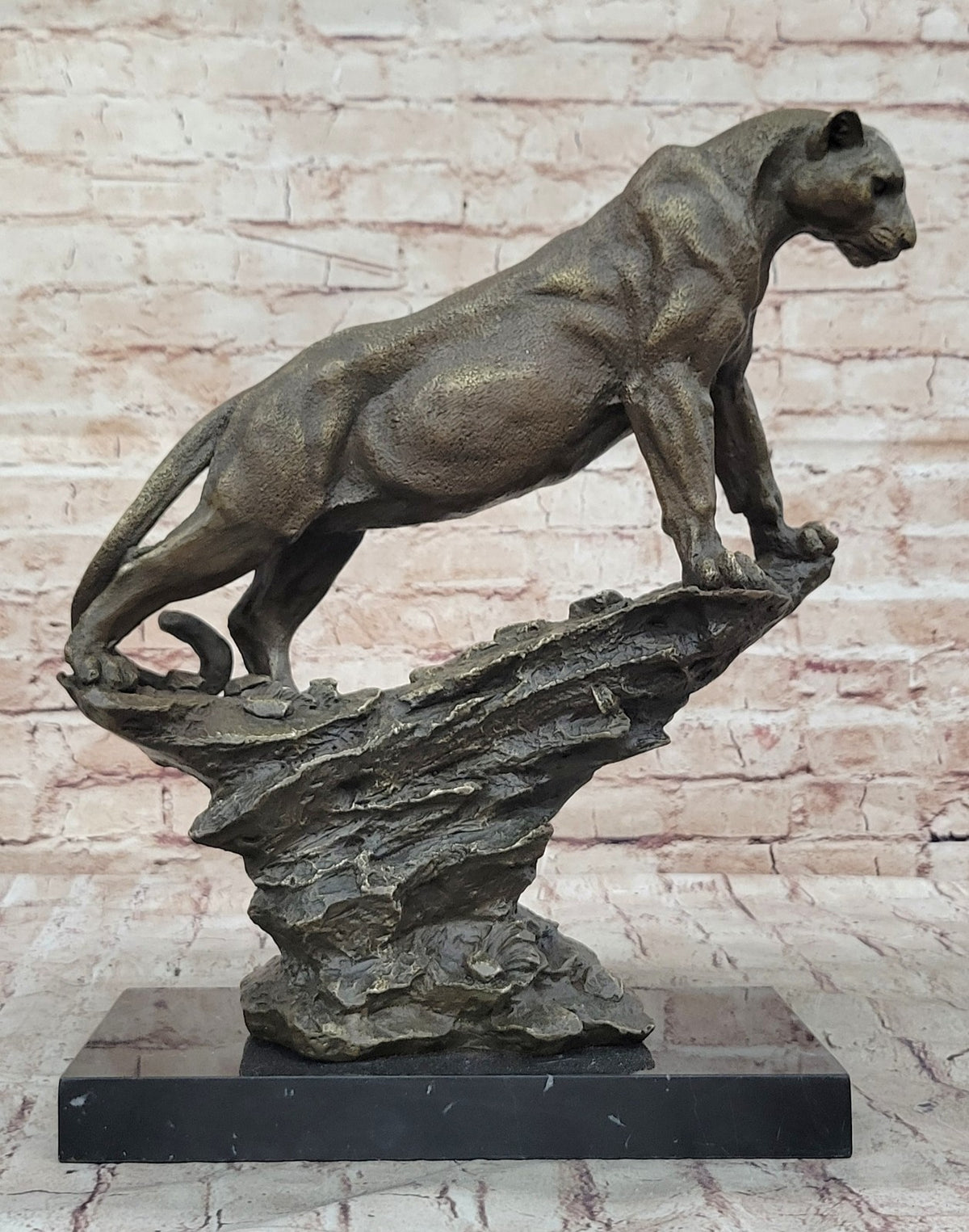 Jaguar Panther Leopard Cougar Big Cat Collector Artwork Bronze Marble Statue