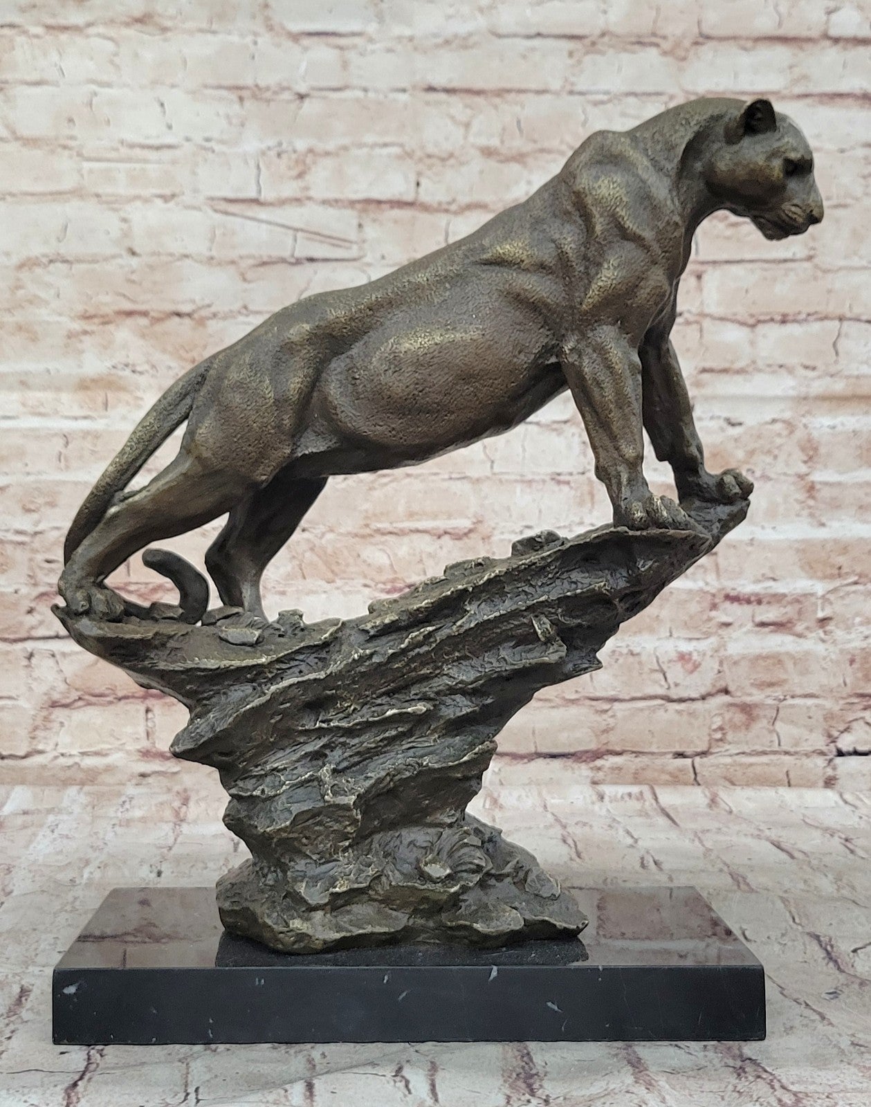 Jaguar Panther Leopard Cougar Big Cat Collector Artwork Bronze Marble Statue