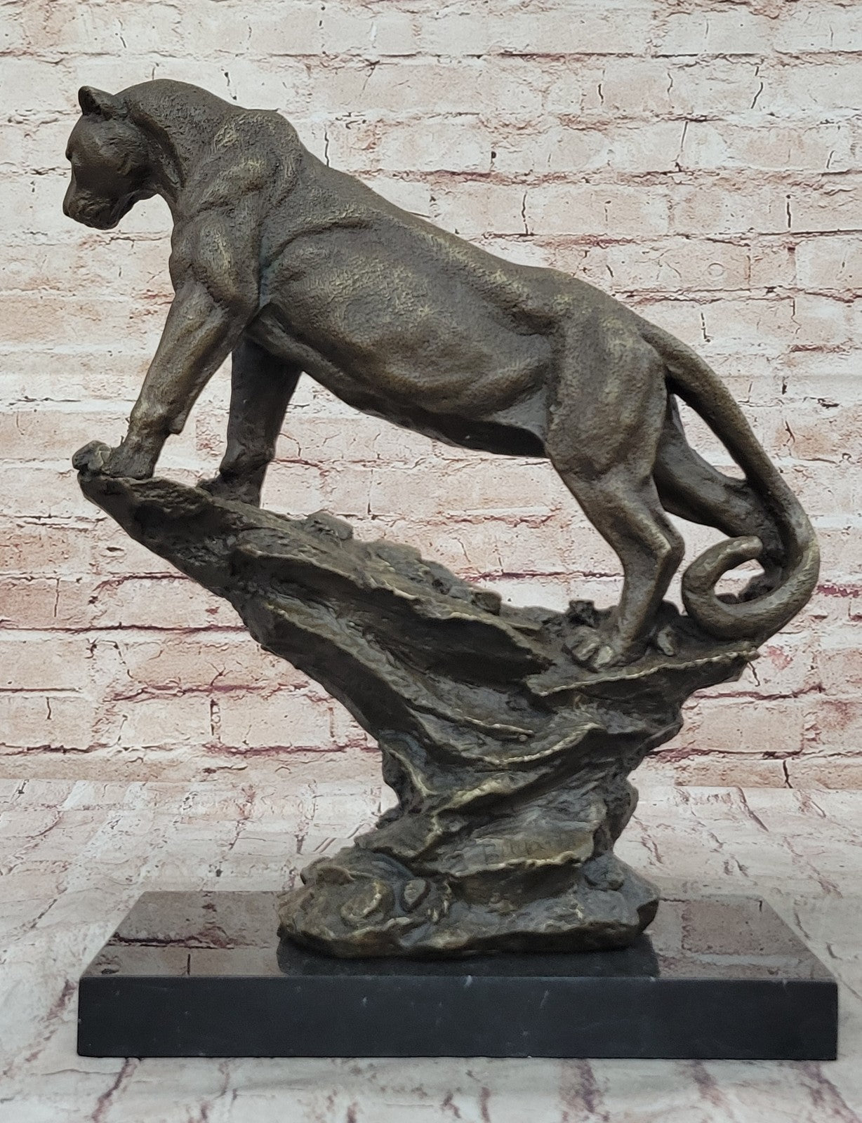 Jaguar Panther Leopard Cougar Big Cat Collector Artwork Bronze Marble Statue