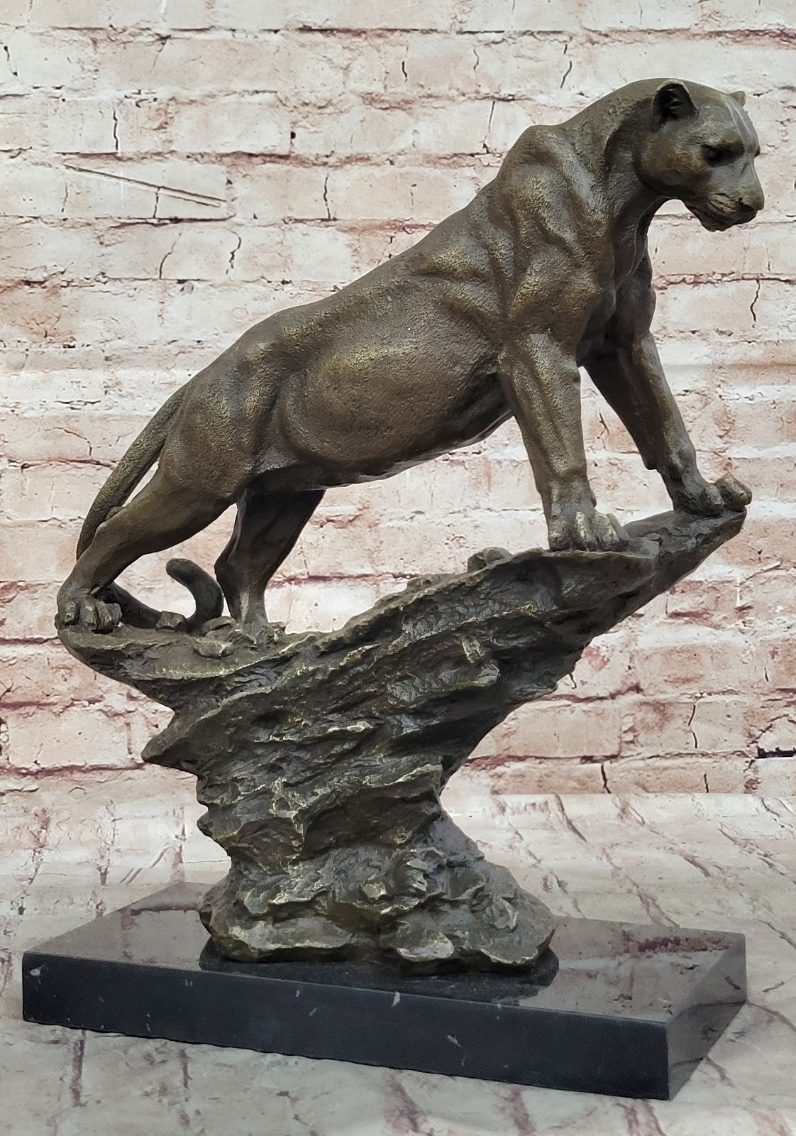 Jaguar Panther Leopard Cougar Big Cat Collector Artwork Bronze Marble Statue