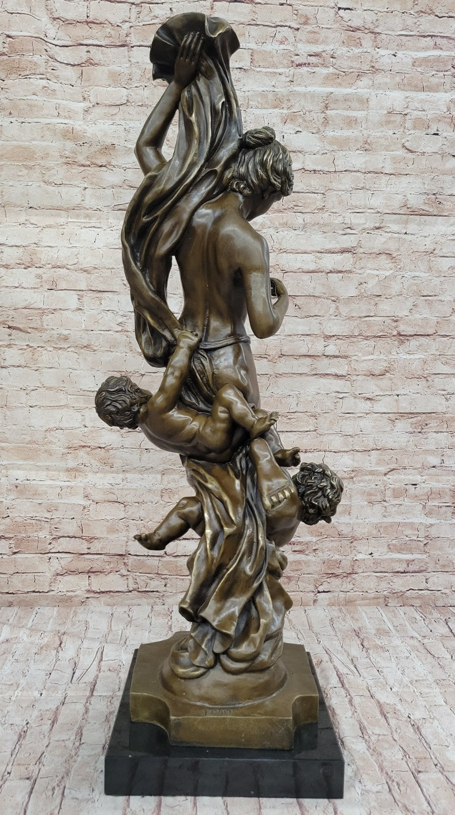Massive Nude Venus with Cherubs Bronze Sculpture: Fisher`s Collector Edition Statue