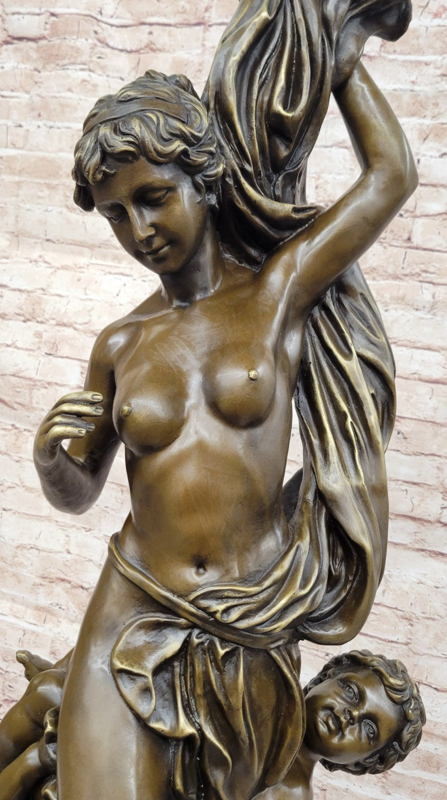 Massive Nude Venus with Cherubs Bronze Sculpture: Fisher`s Collector Edition Statue