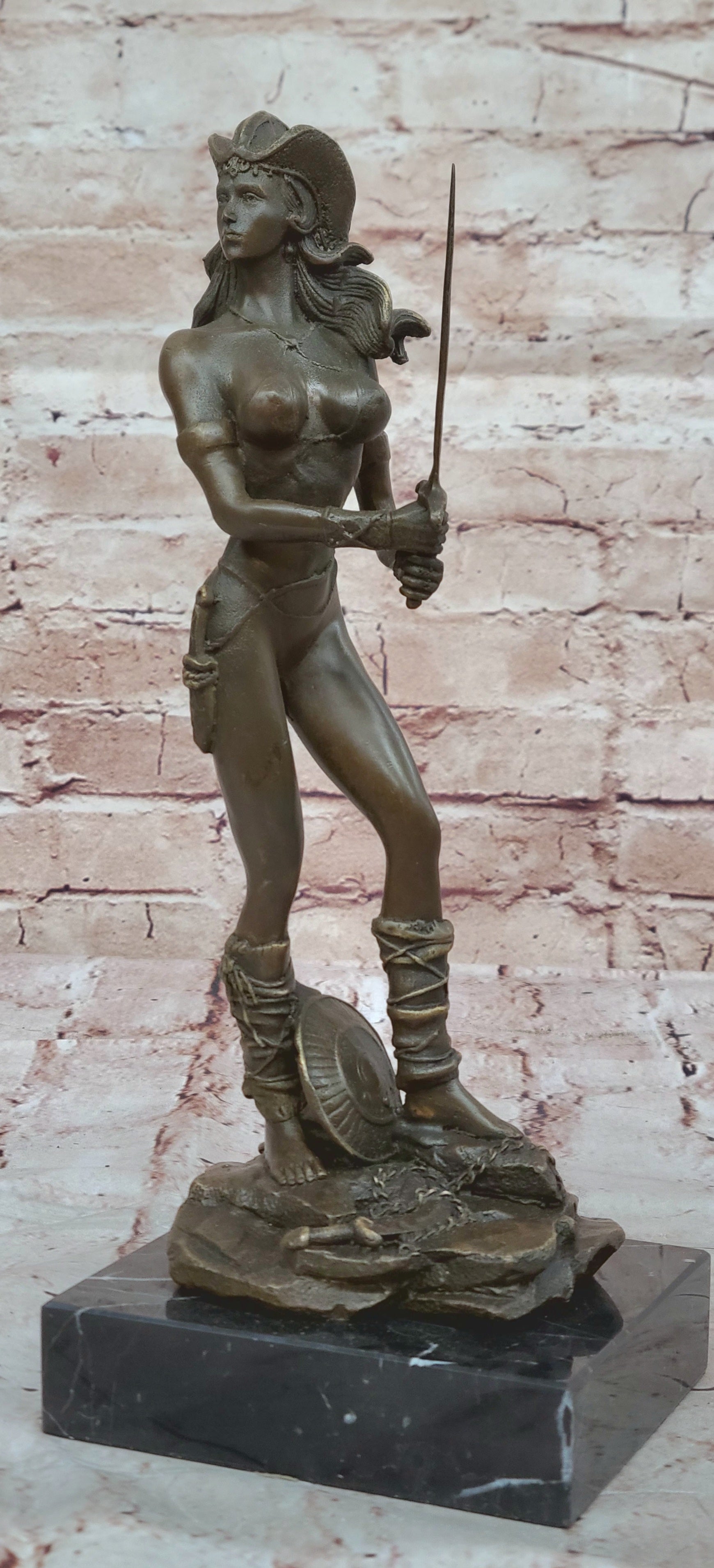 Handcrafted bronze sculpture SALE Female Amazonian Sexy Vitaleh Original Signed