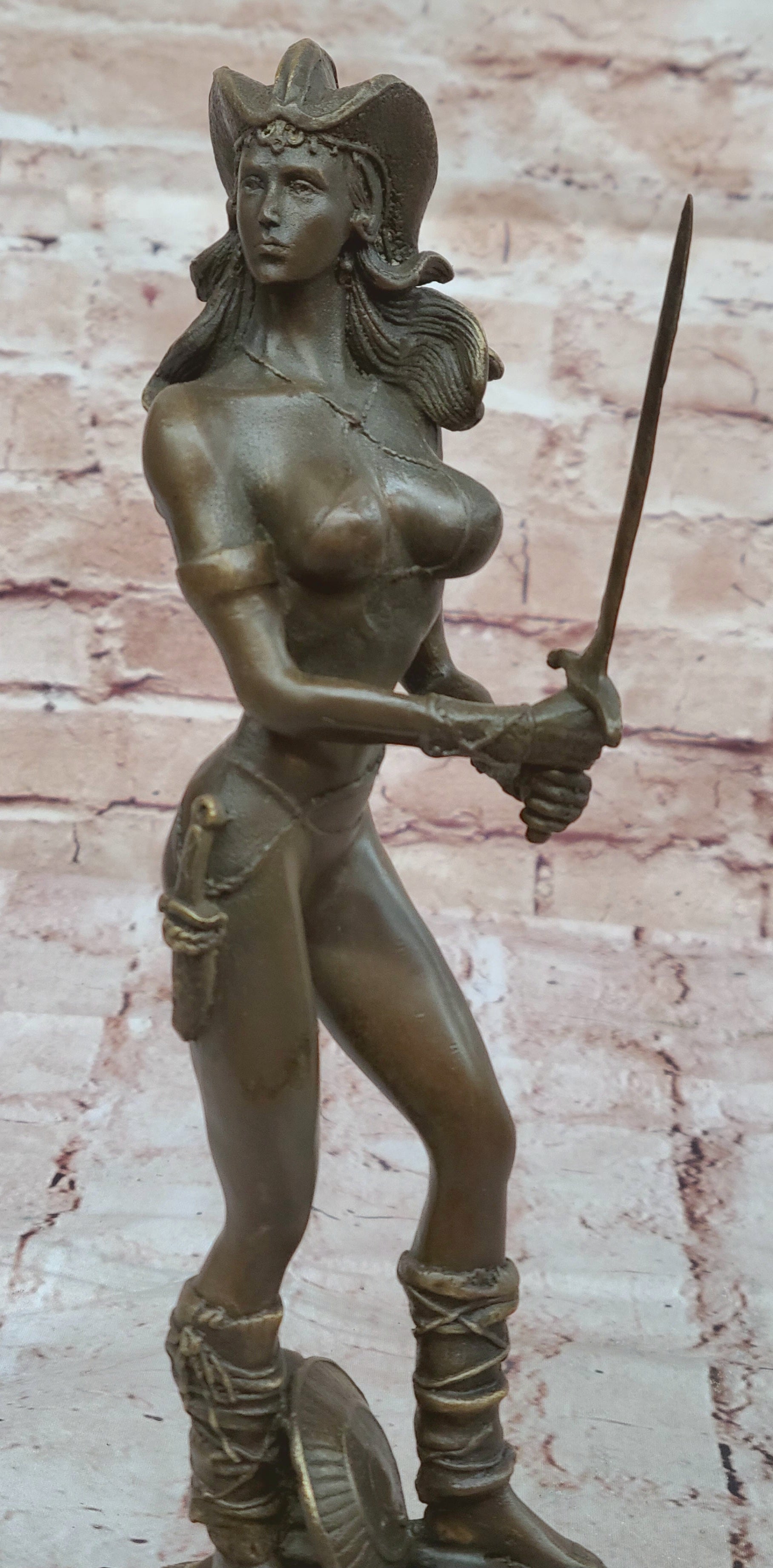 Handcrafted bronze sculpture SALE Female Amazonian Sexy Vitaleh Original Signed