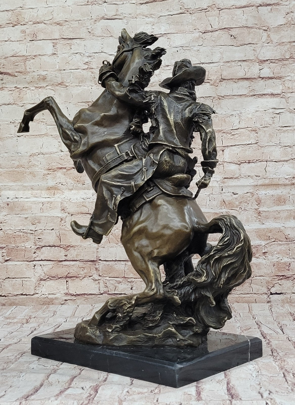 Miguel Lopez Large Original Western Bronze Sculpture Twister Signed Cowboy Horse