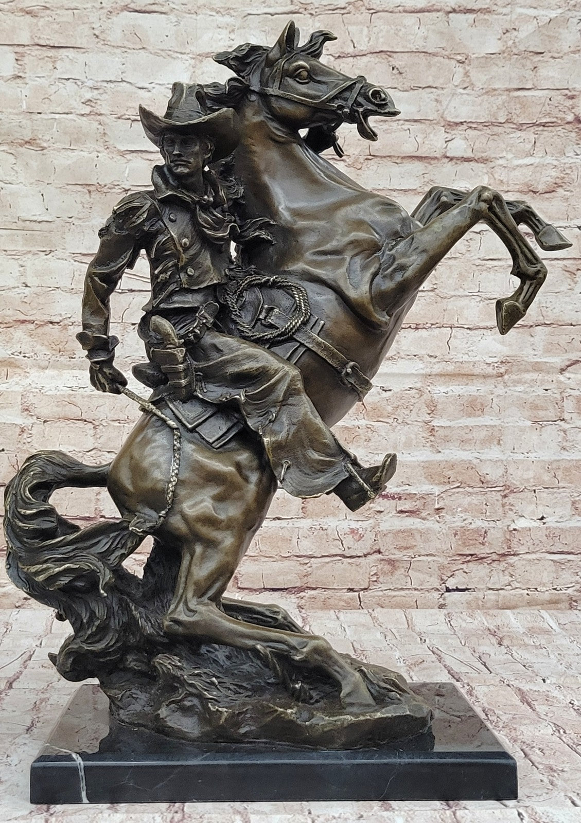 Miguel Lopez Large Original Western Bronze Sculpture Twister Signed Cowboy Horse