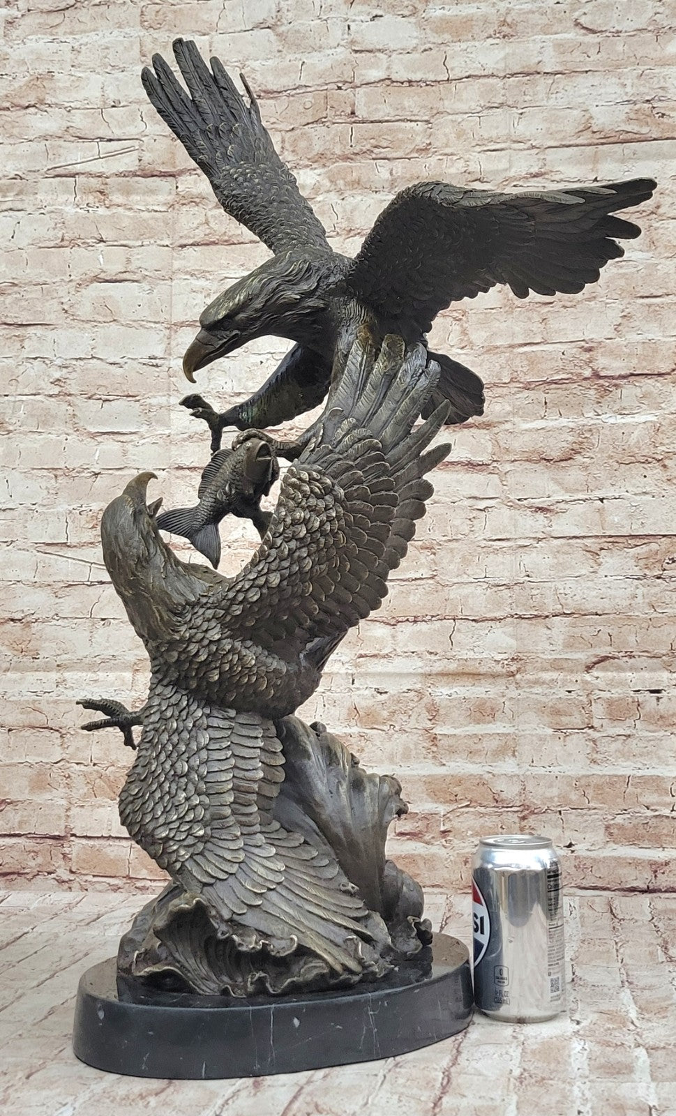 Signed Original Artwork by Miguel Lopez or Milo 2 Eagle in a Battle Bronze Statue