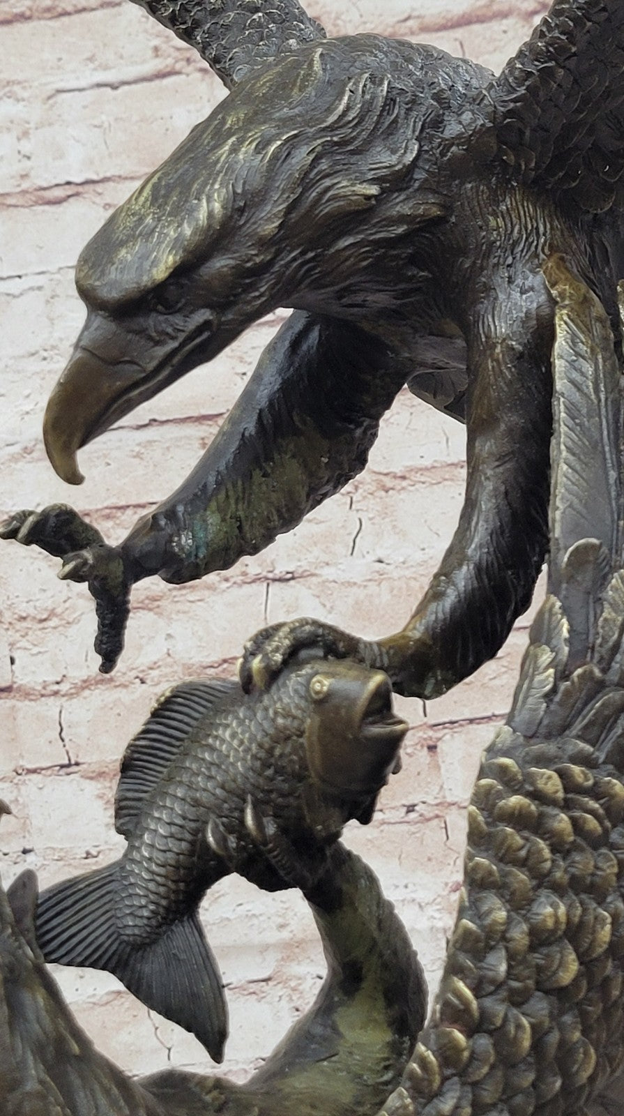 Signed Original Artwork by Miguel Lopez or Milo 2 Eagle in a Battle Bronze Statue