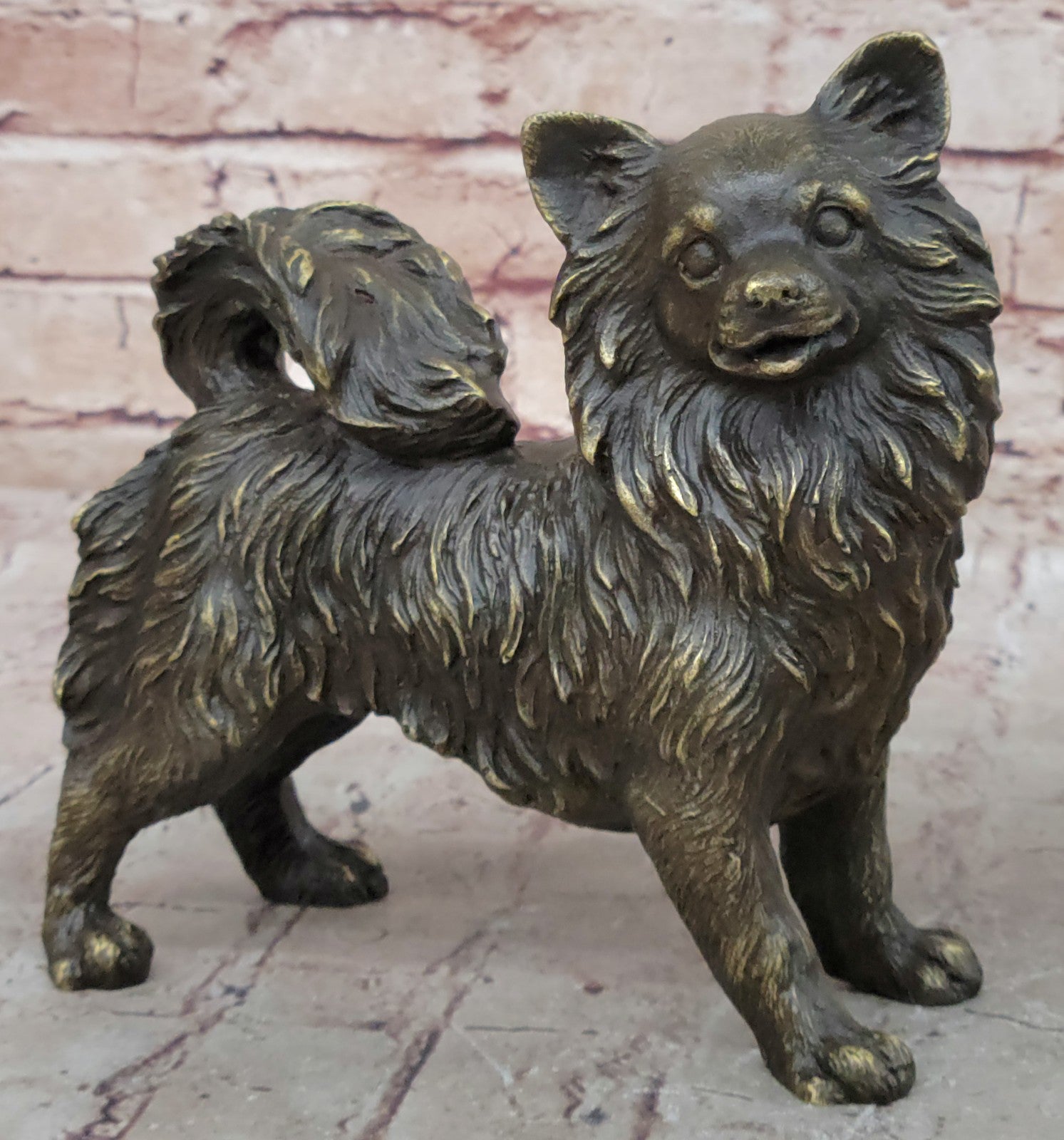Signed Williams Vintage Russian Pomeranian Statue Figurine Bronze Sculpture Gift